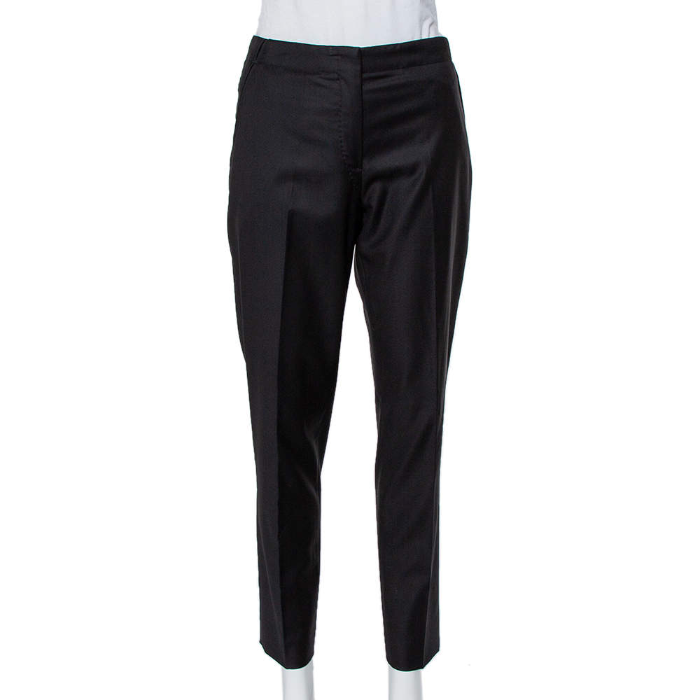 Hermes Black Wool Tapered Leg Trousers M