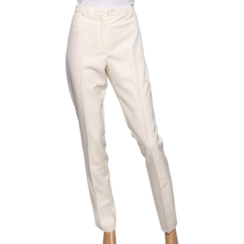 Hermes Cream Wool Trousers M