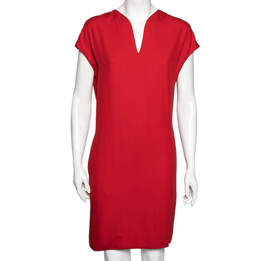 Hermes Red Silk Blend Shift Dress M