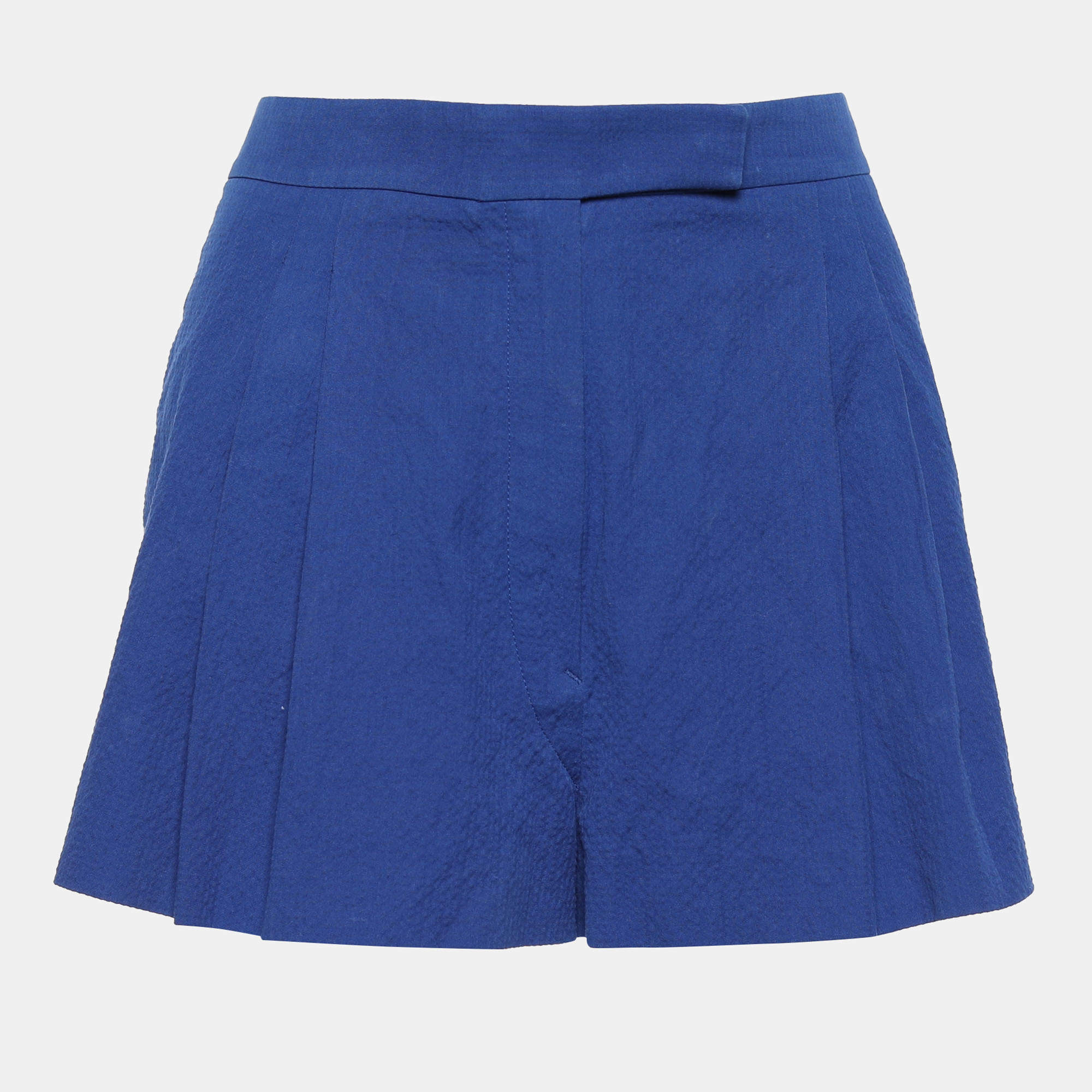 Hermes Blue Cotton Pleat Detailed Shorts M