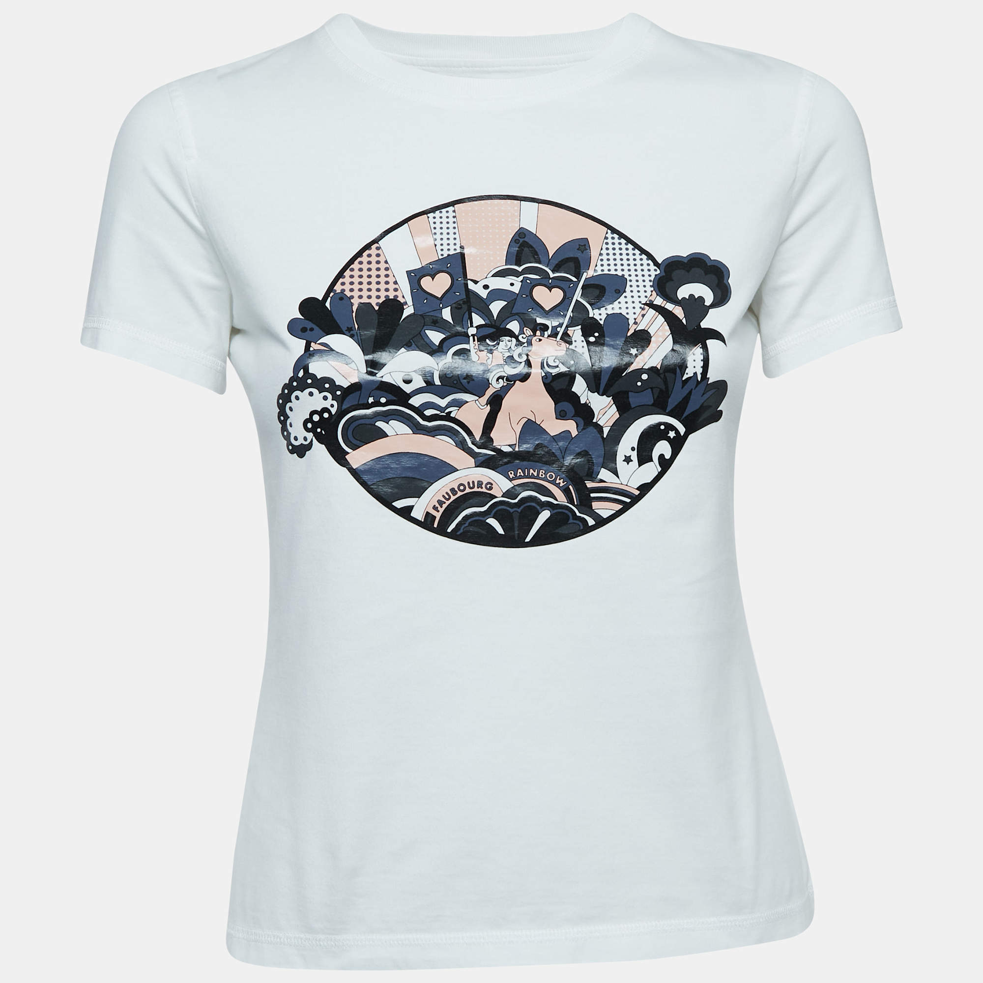 Hermes White Micro Print Cotton Short Sleeve T-Shirt S