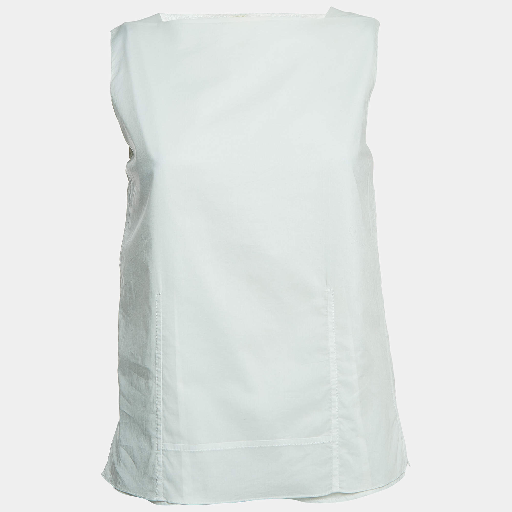 Hermes Vintage White Cotton Layered Sleeveless Top S
