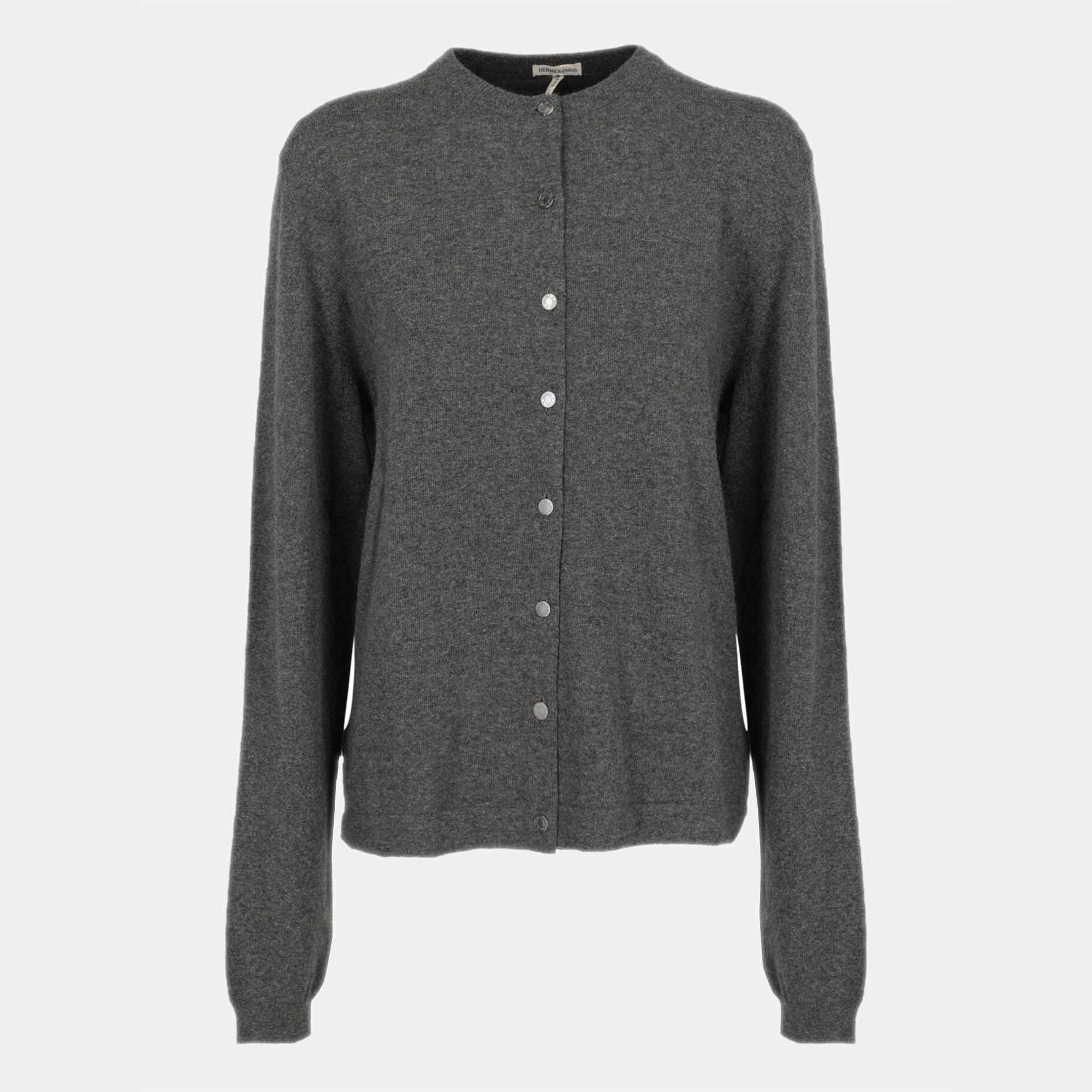 Hermes  Women's Wool Cardigan - Grey - XL