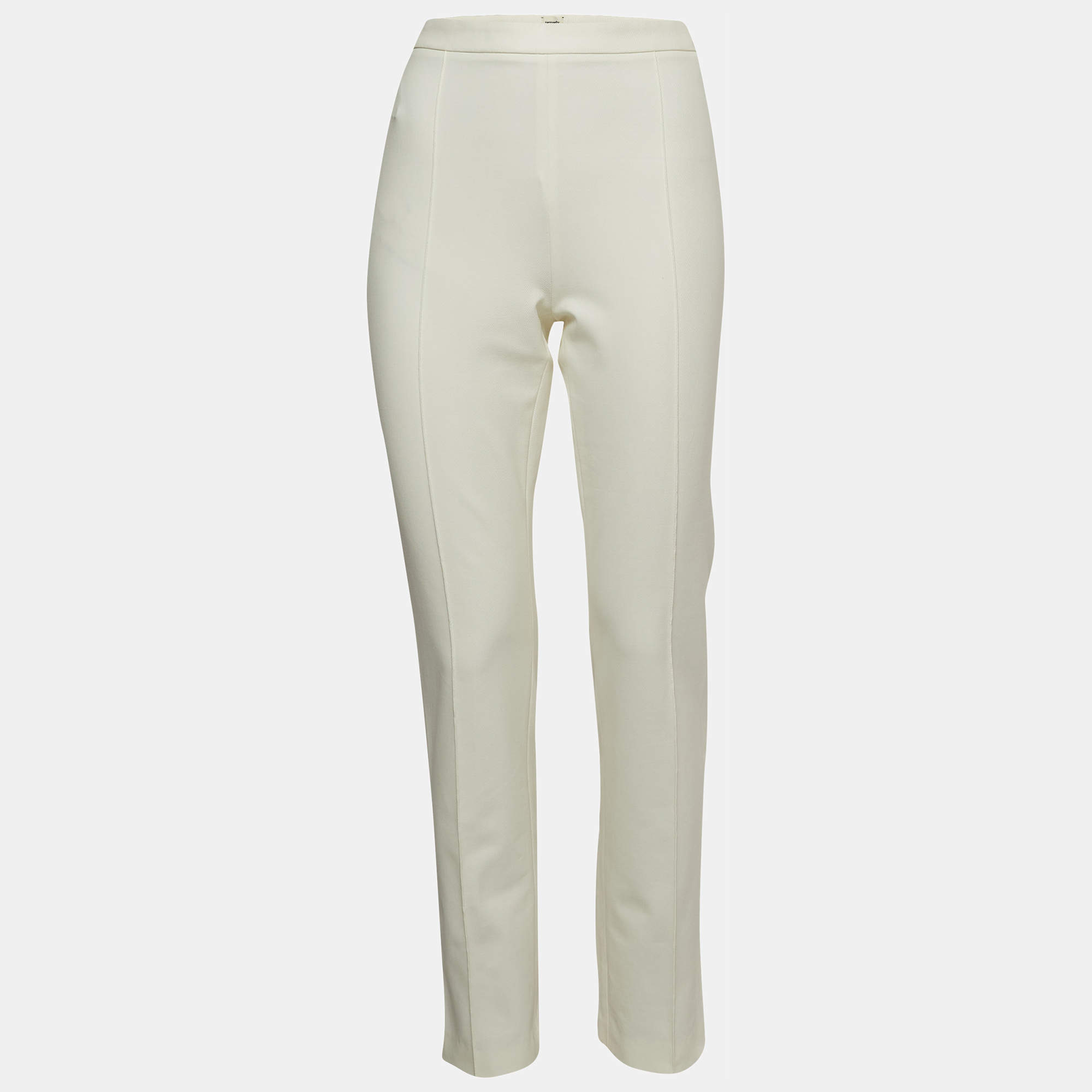 Hermes White Cotton Twill Skinny Trousers M