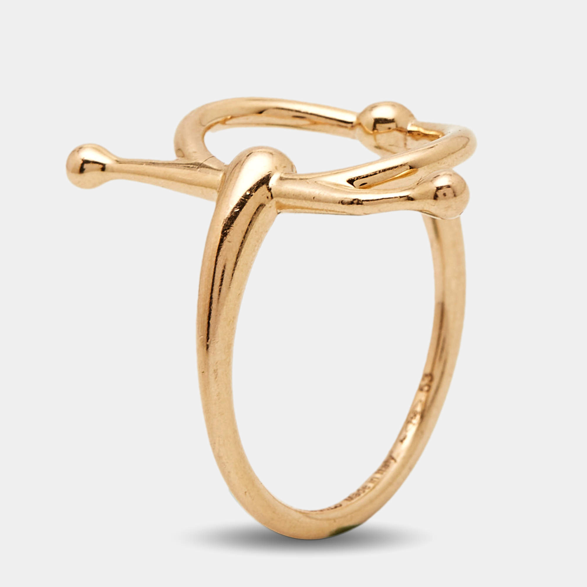Hermes Filet d'Or Ring Small Model 18k Rose Gold Ring Size 53