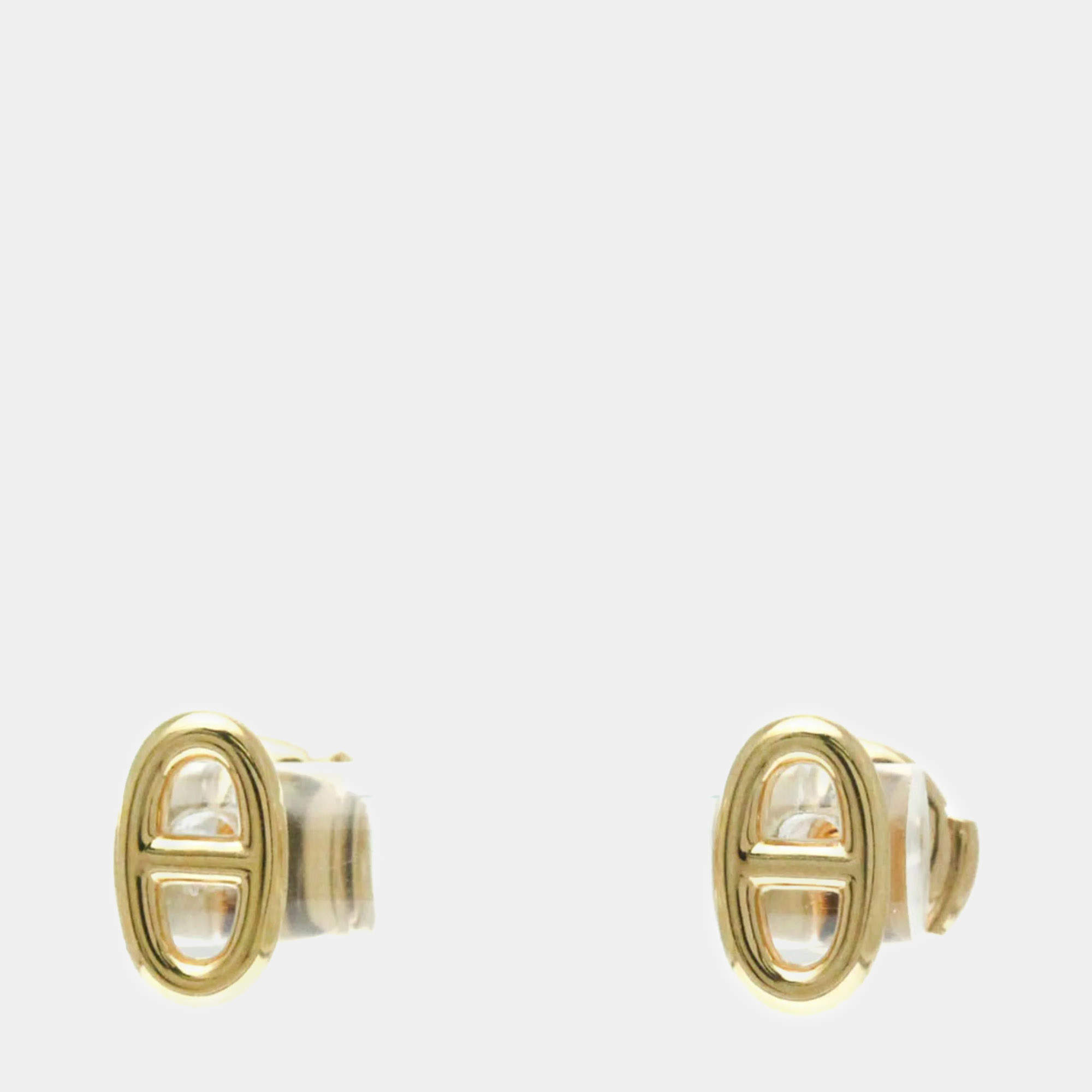 Hermes 18K Rose Gold Chaine d’Ancre Farandole Stud Earrings