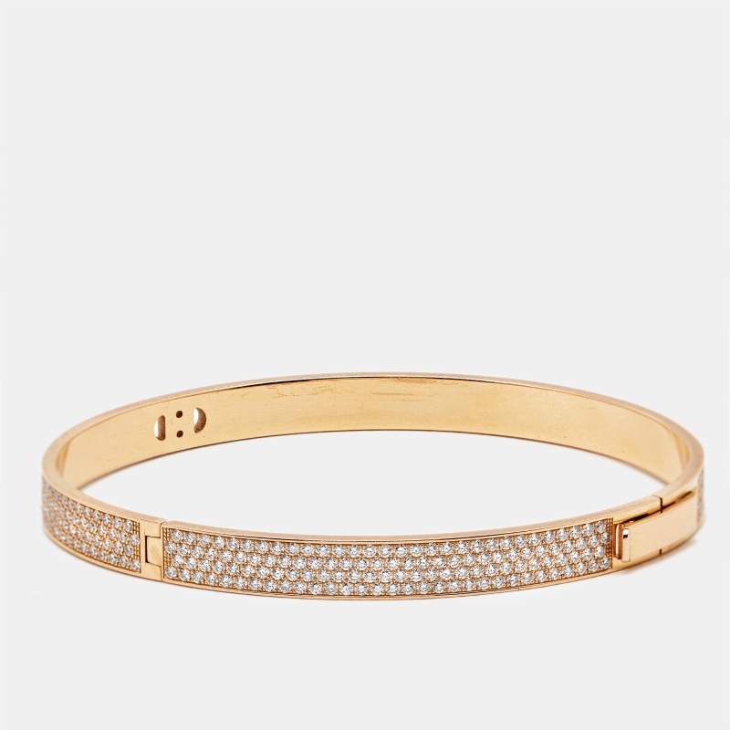 Hermes H d'Ancre Diamond 18K Rose Gold Small Model Bracelet 
