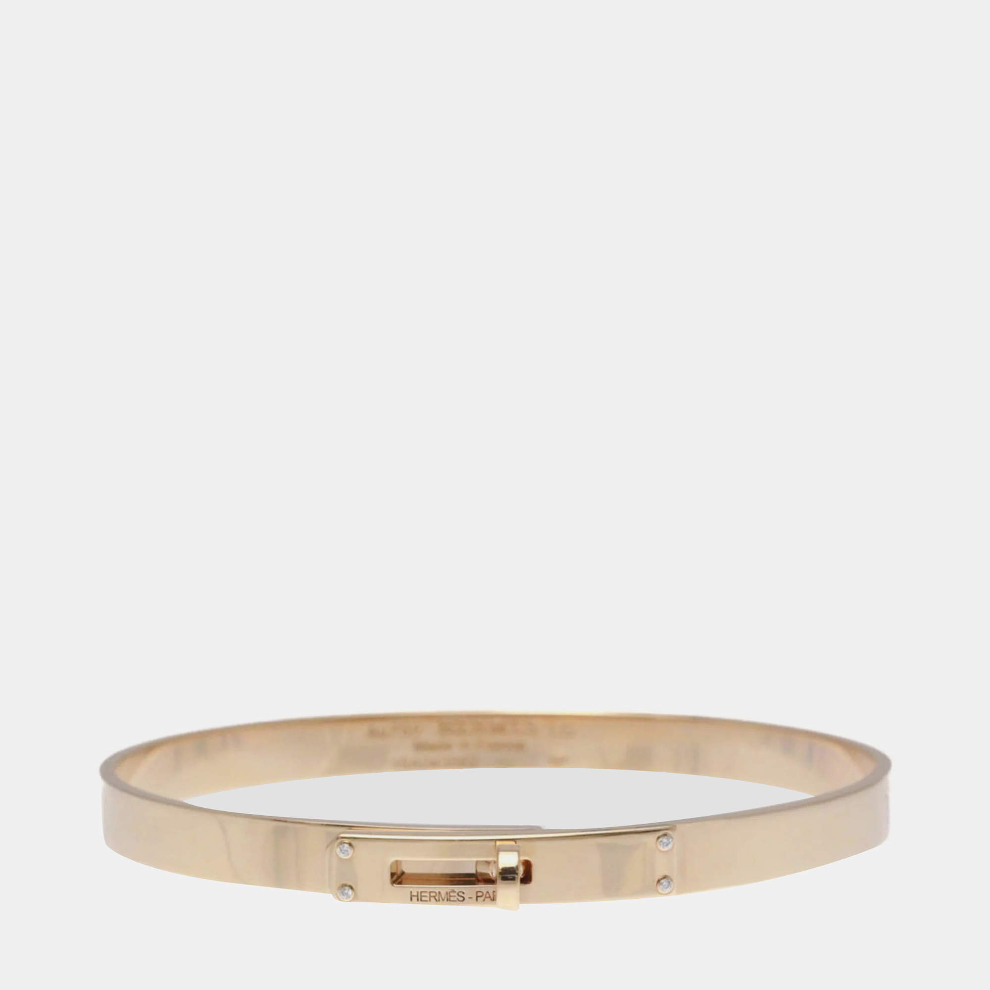 Hermes Kelly PM 18K Rose Gold and Diamond Bangle