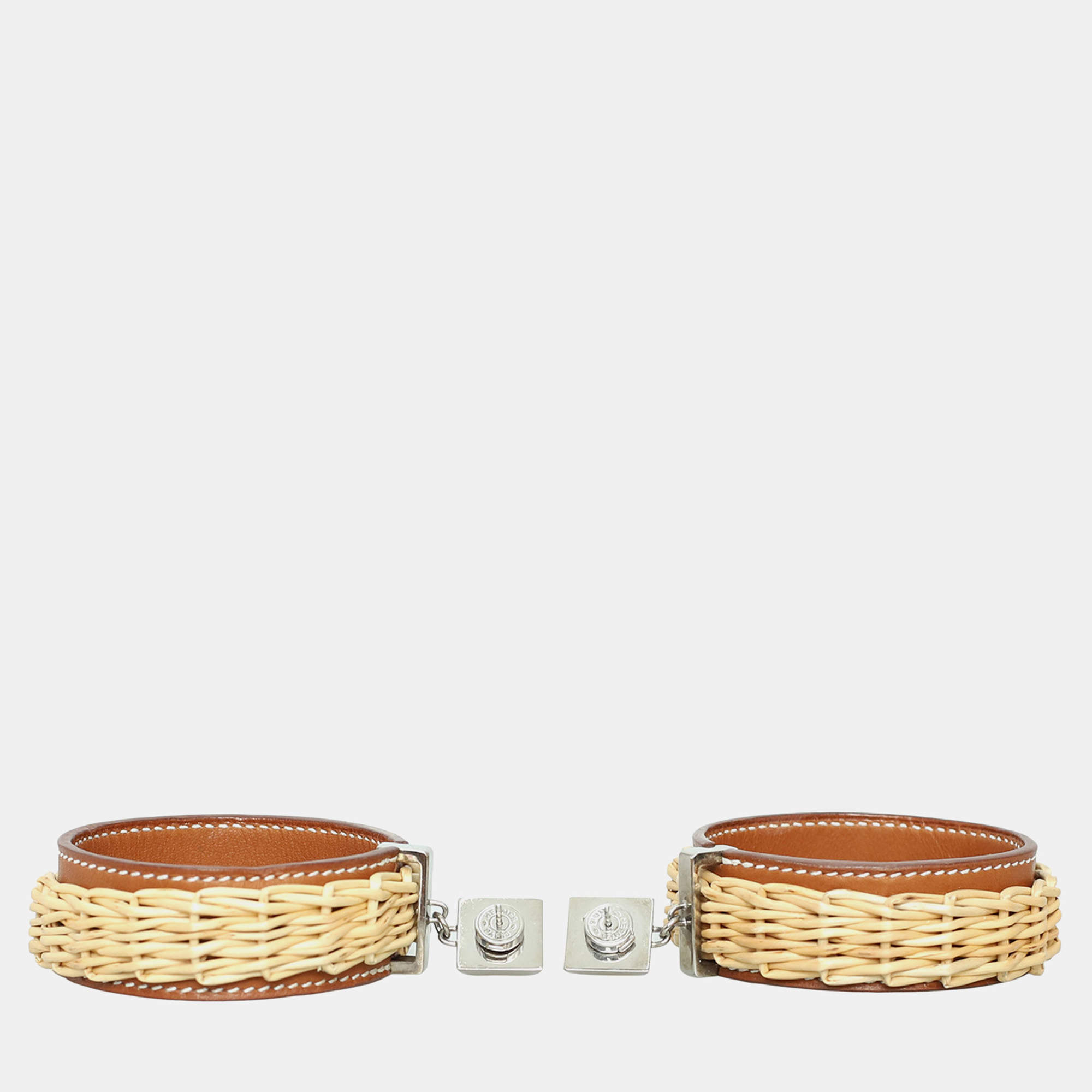 Pre Owned Hermes Medor Picnic Gaine Brown Earrings
