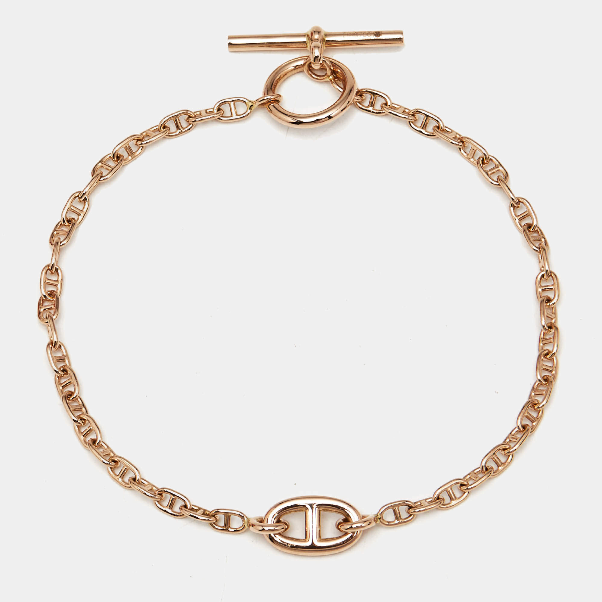 Pre Owned Hermes Farandole 18k Rose Gold Chaine d'ancre Link Toggle Bracelet