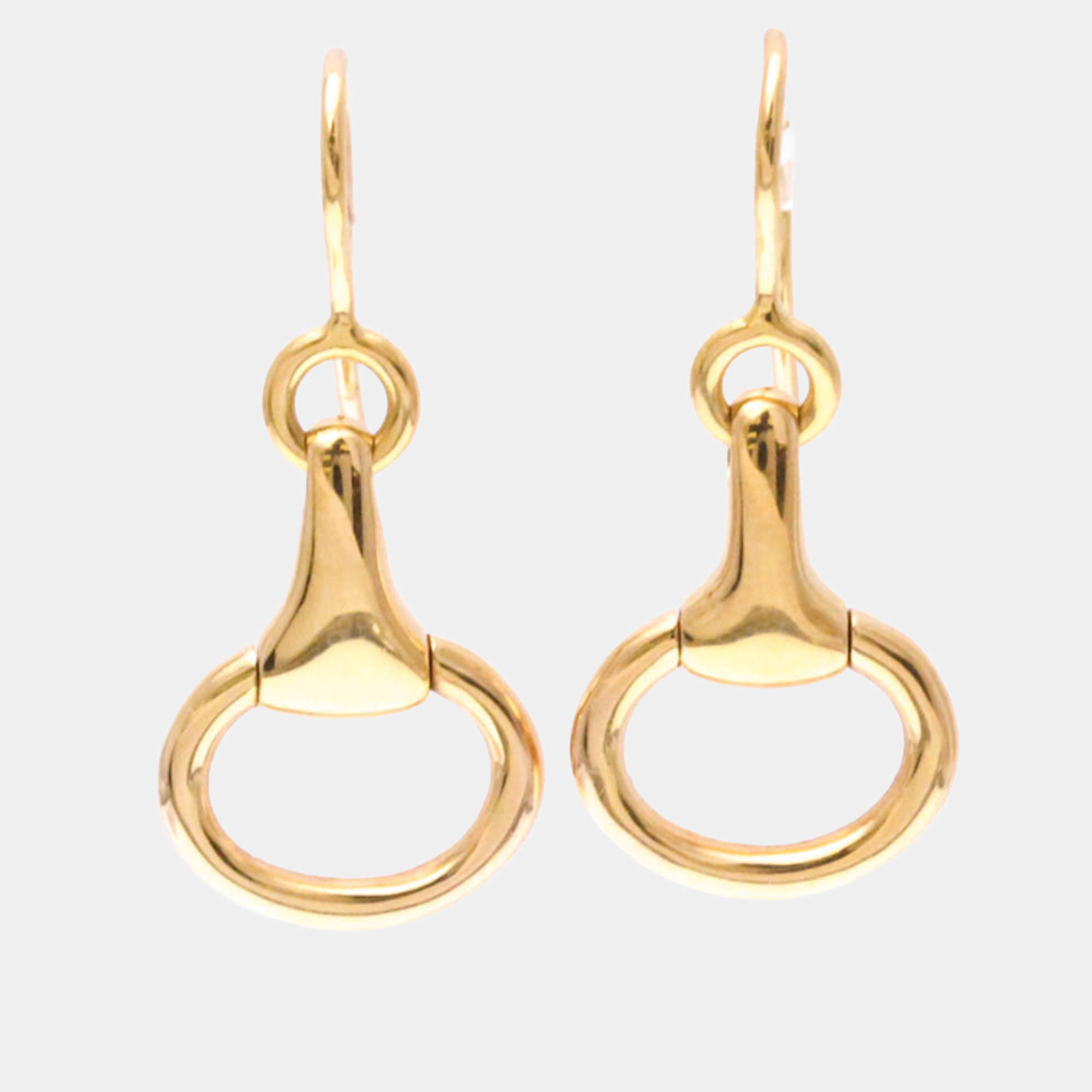 Pre Owned Hermes Horsebit Earrings No Stone 18K Pink Gold Drop Earrings