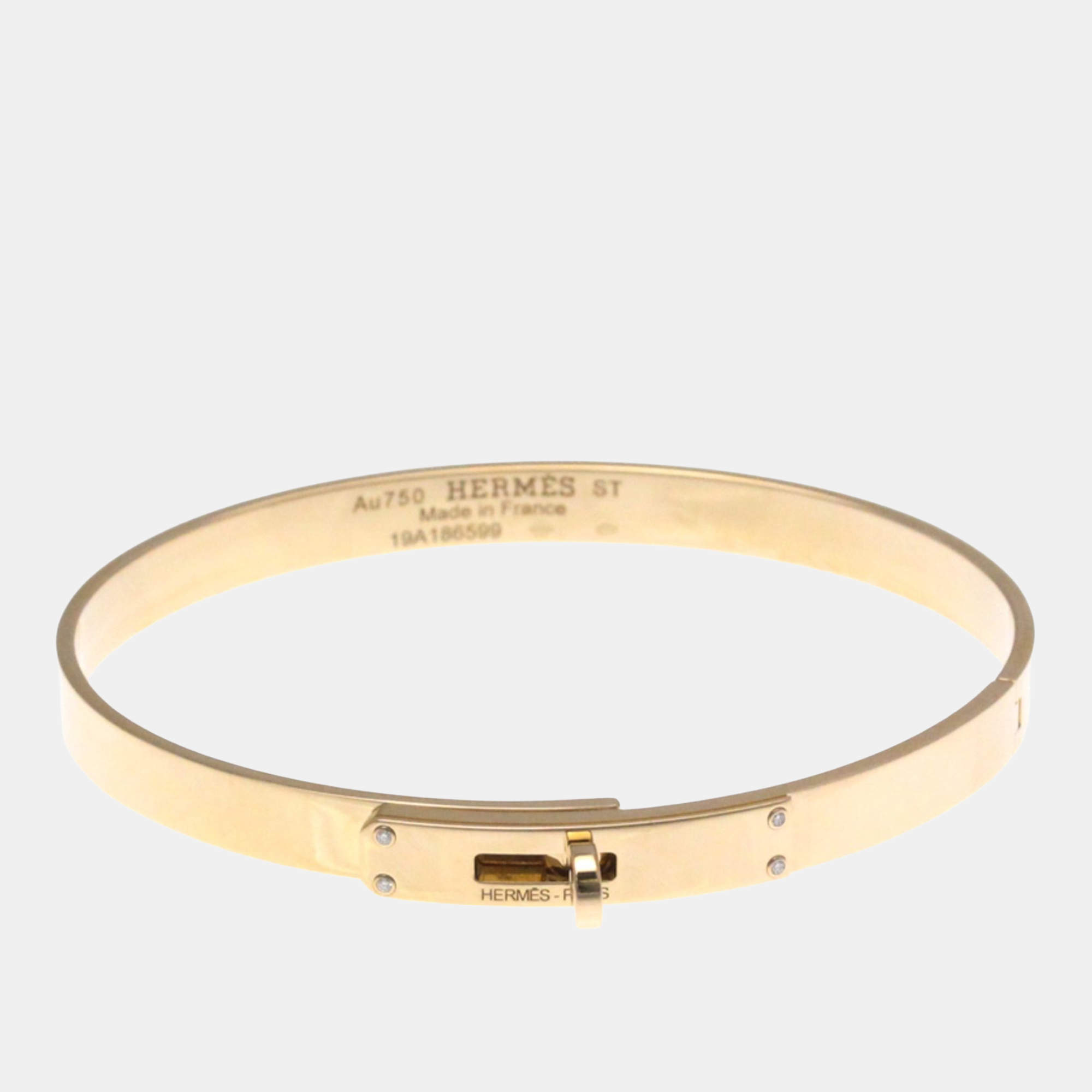 Pre Owned Hermes Kelly Bangle 4P Diamond Pink Gold 18K Diamond Bangle Pink Gold