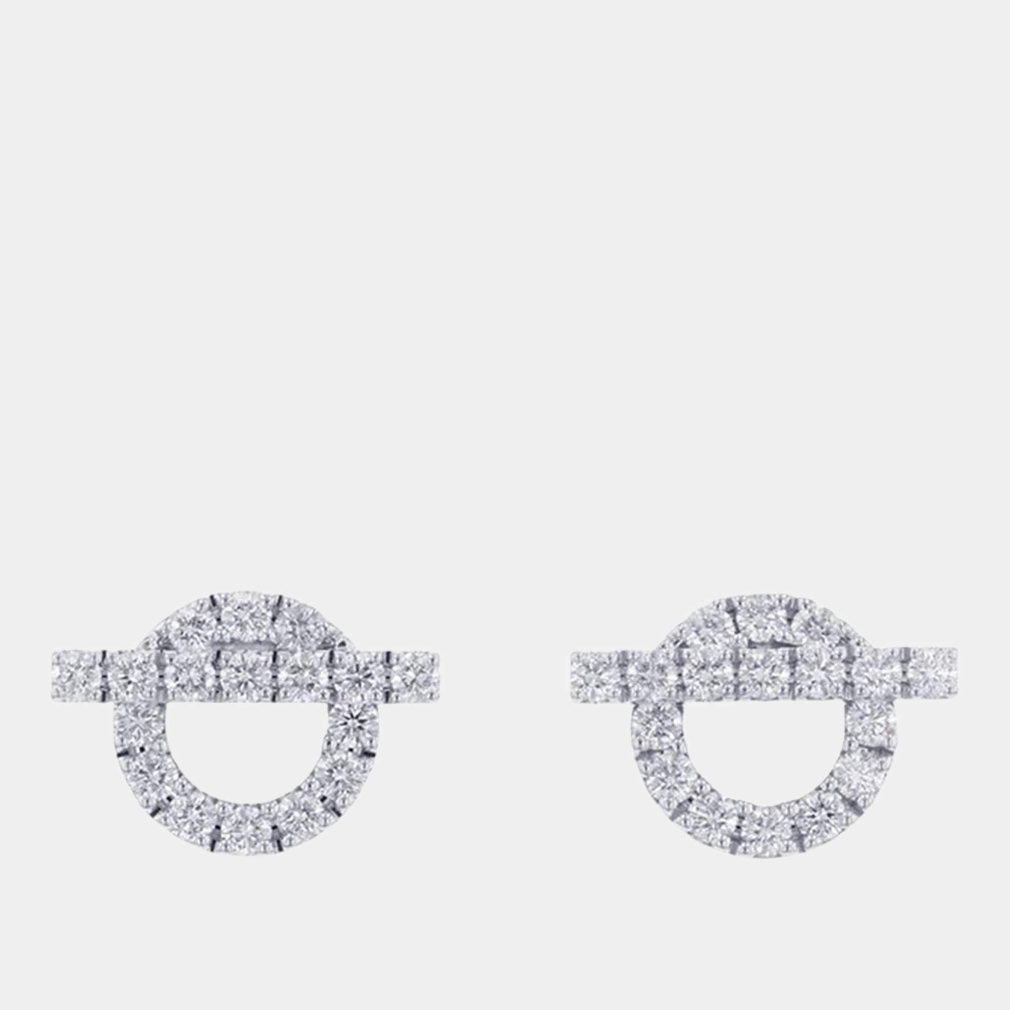 Pre Owned Hermes Finesse Earring 00 18K White Gold