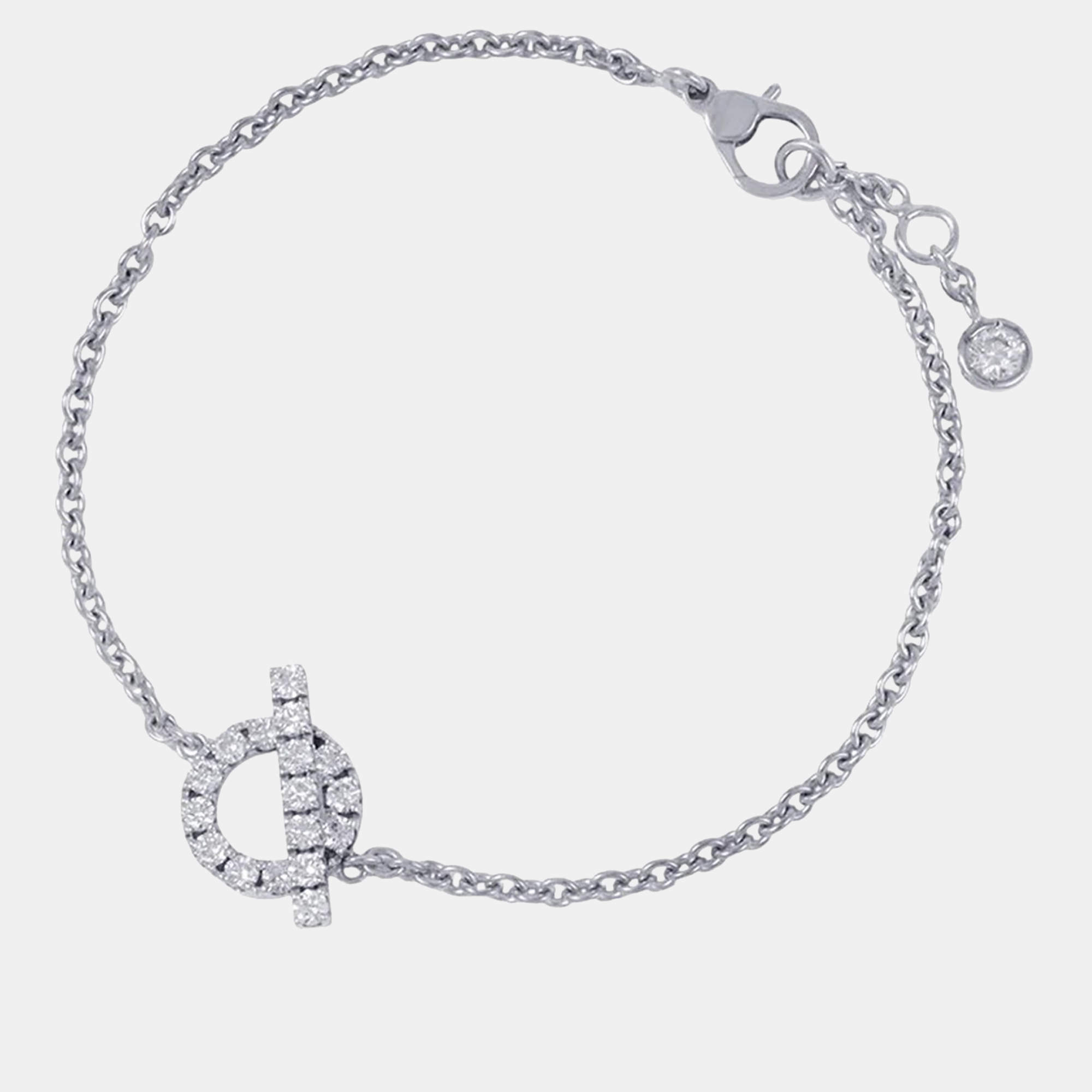 Pre Owned Hermes Finesse Bracelet Size Sth219410B 00St 18K White Gold