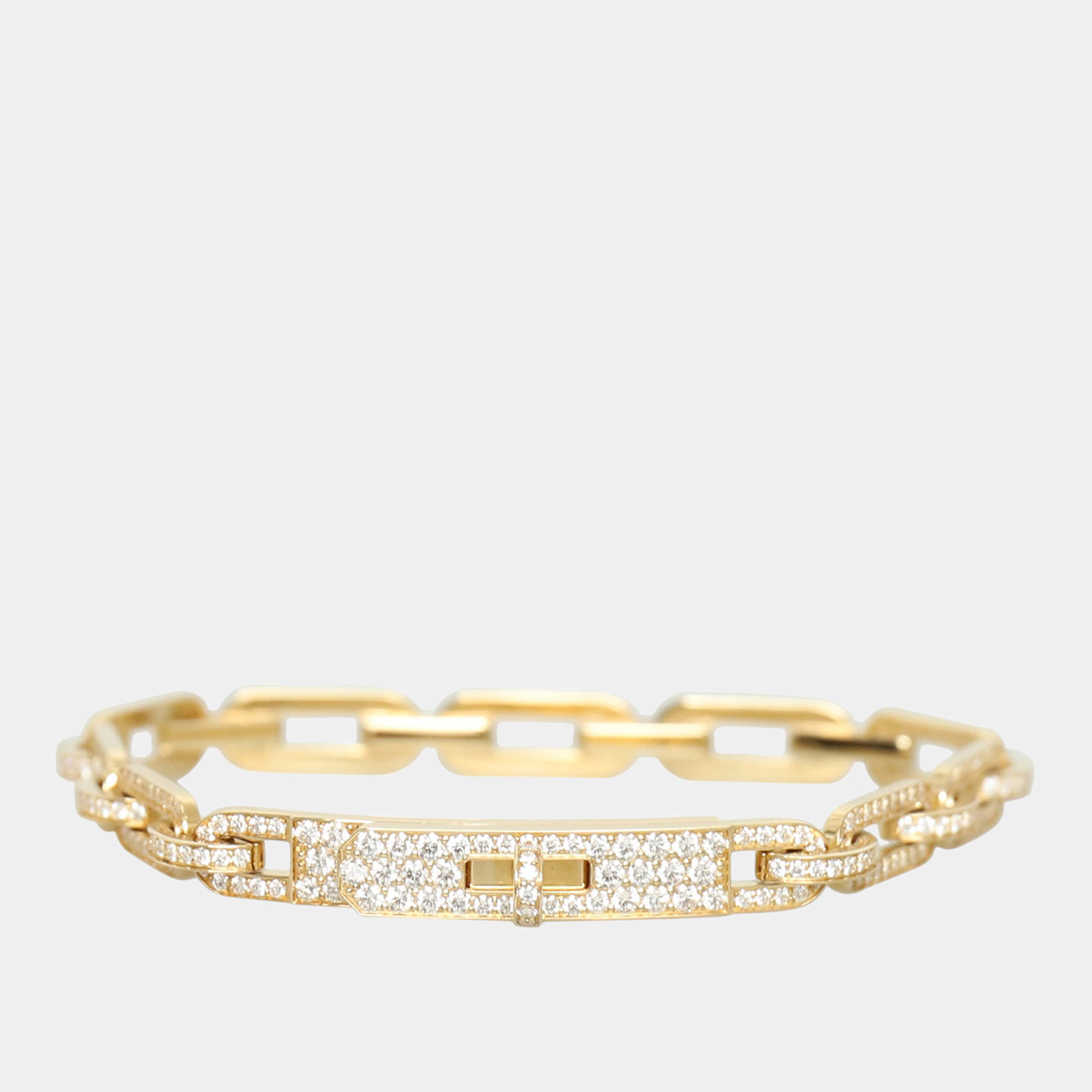 Pre Owned Hermes Gold-Diamond Kelly Chaine Bracelet