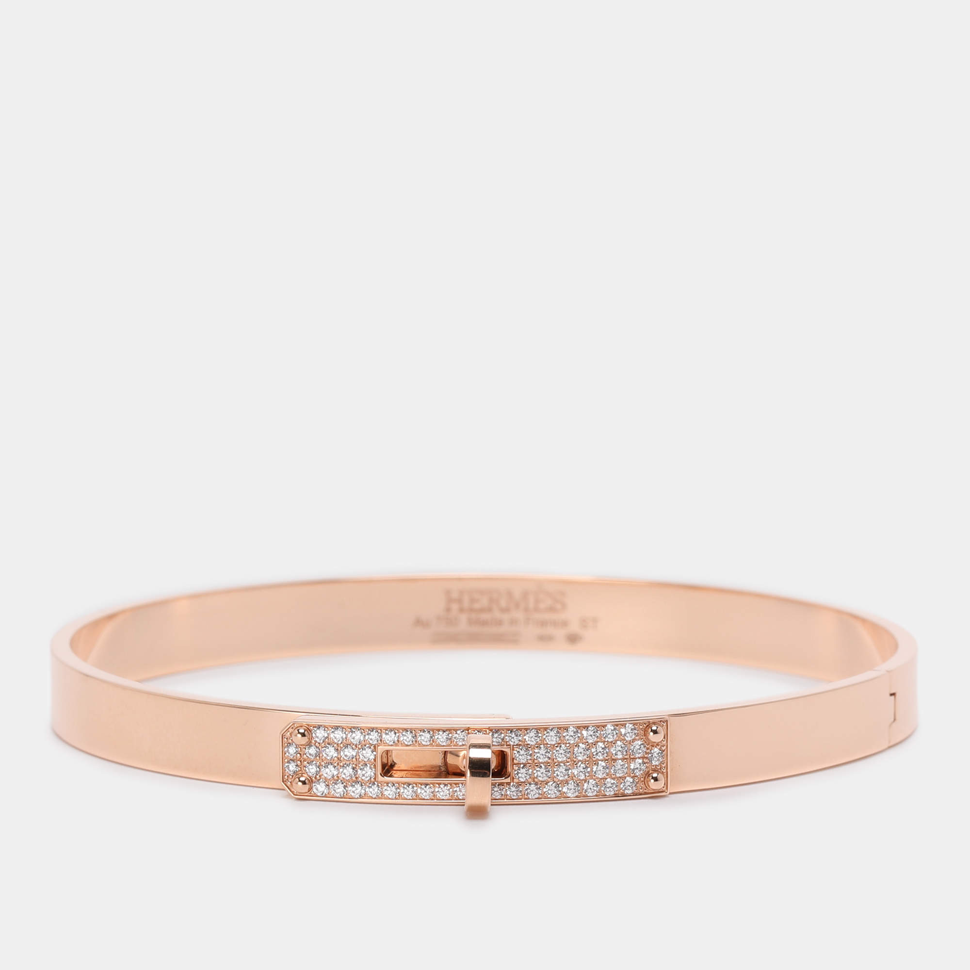 Pre Owned Hermès Kelly Diamonds 18k Rose Gold Small Model Kelly Bracelet