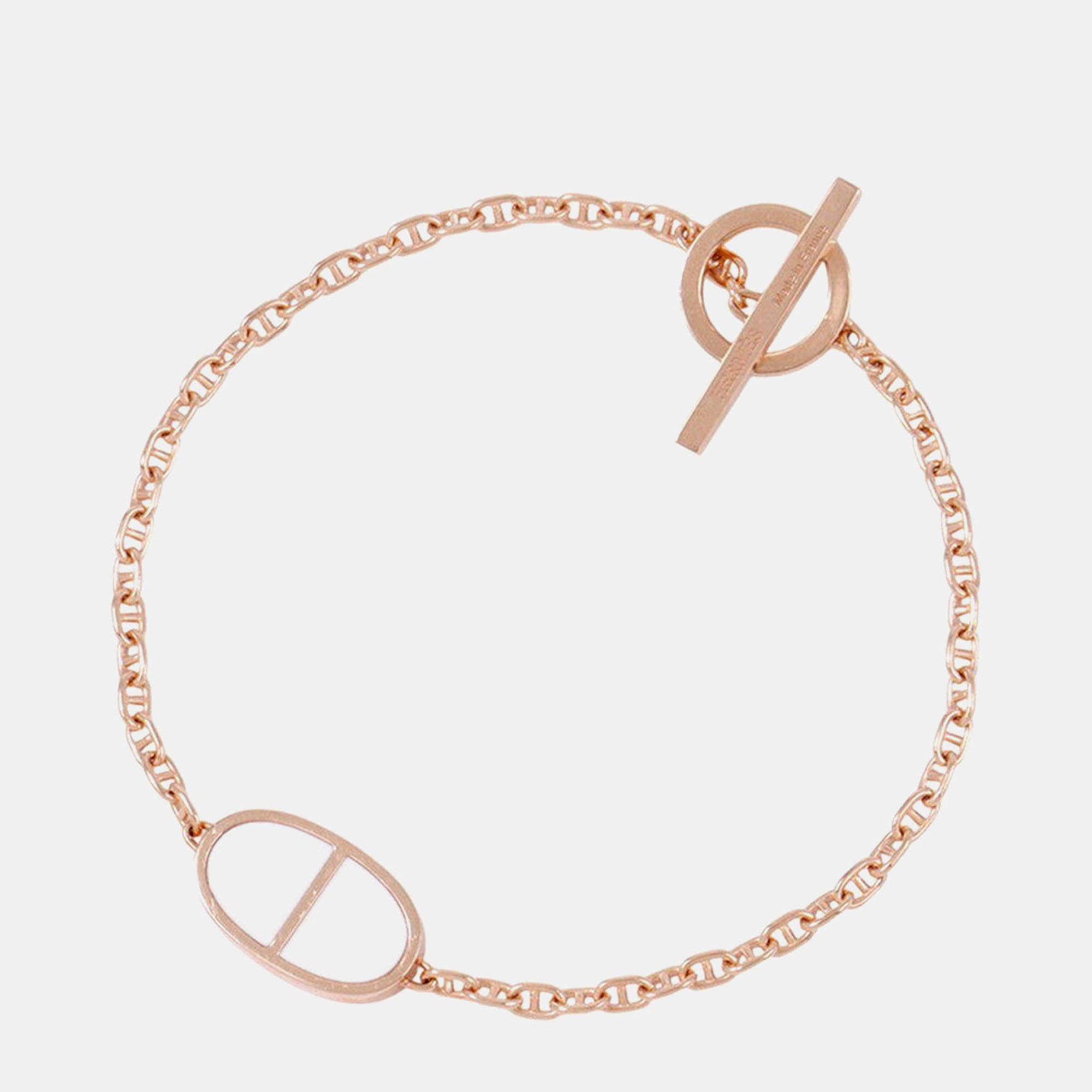 Pre Owned Hermes Chaine D'Ancre Bracelet Verso Size St K18Pg Ceramic