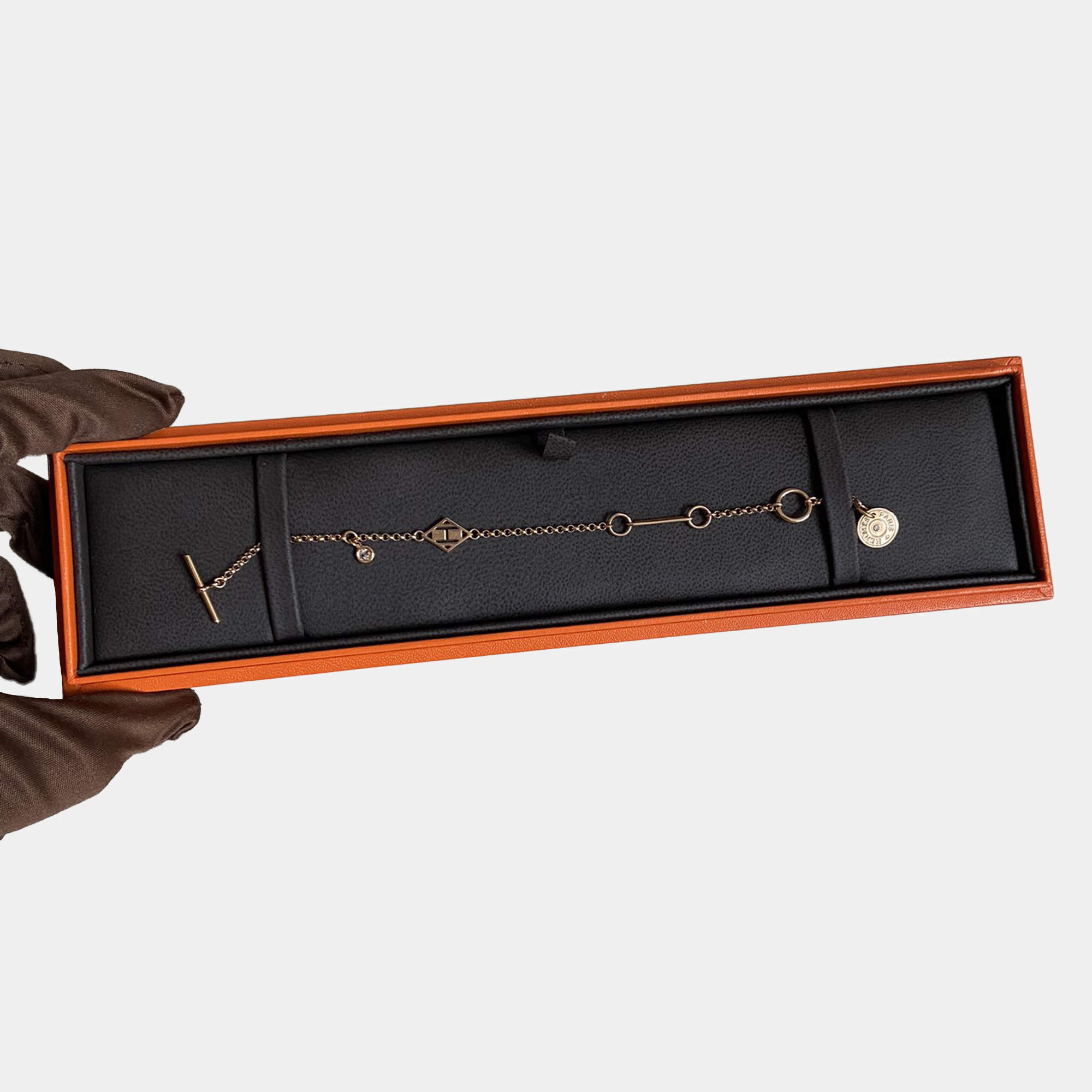 مملوكة مسبقًا Hermes Ex-Libris Bracelet Rose Gold XS Size