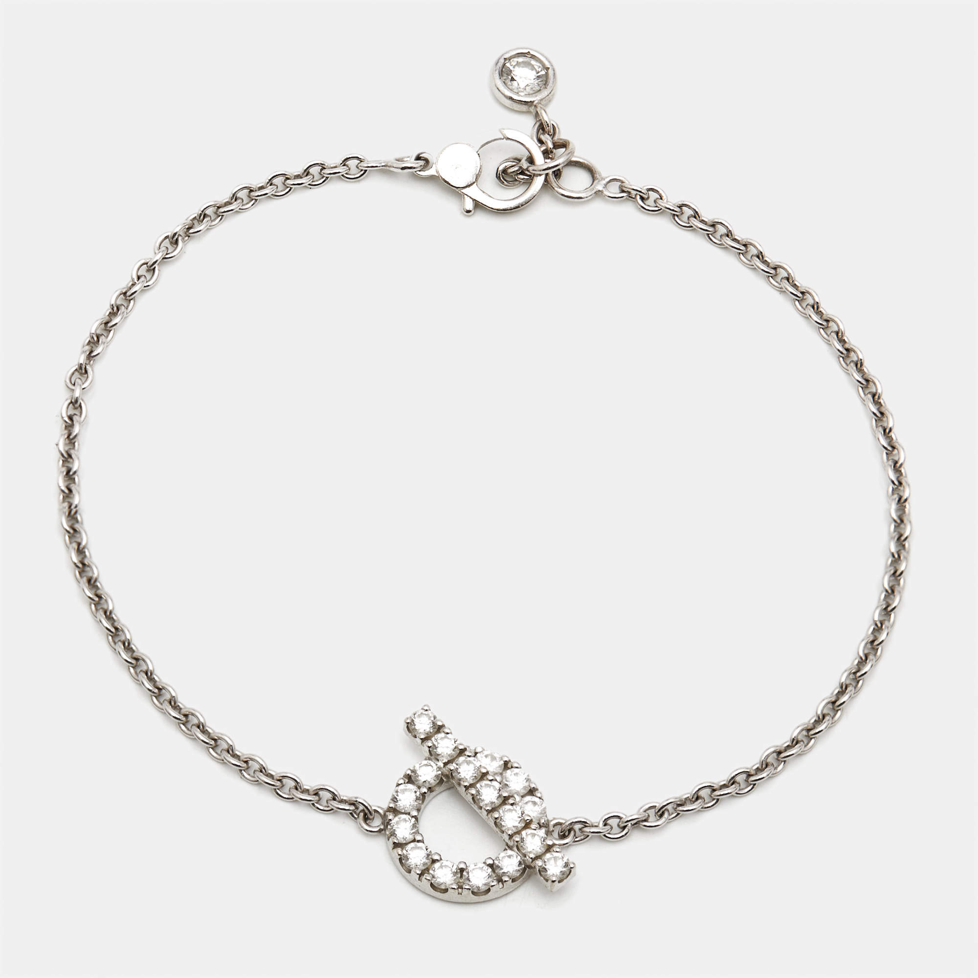 مملوكة مسبقًا Hermes Finesse Diamonds 18k White Gold Bracelet