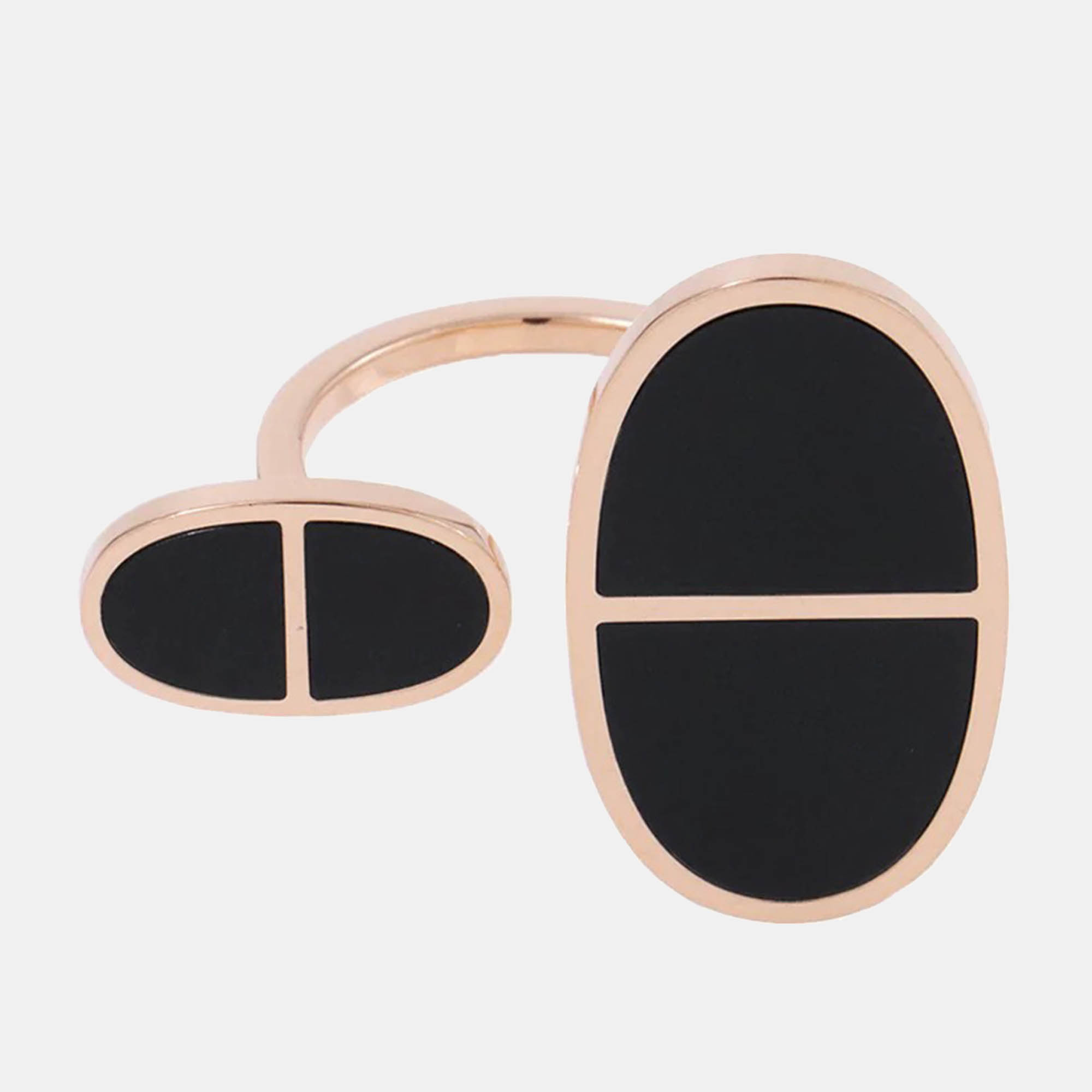 مملوكة مسبقًا خاتم هيرمس شين دو أنكر فيرسو مقاس كبير جداً 55 / #15 ذهب وردي عيار 18 سيراميك