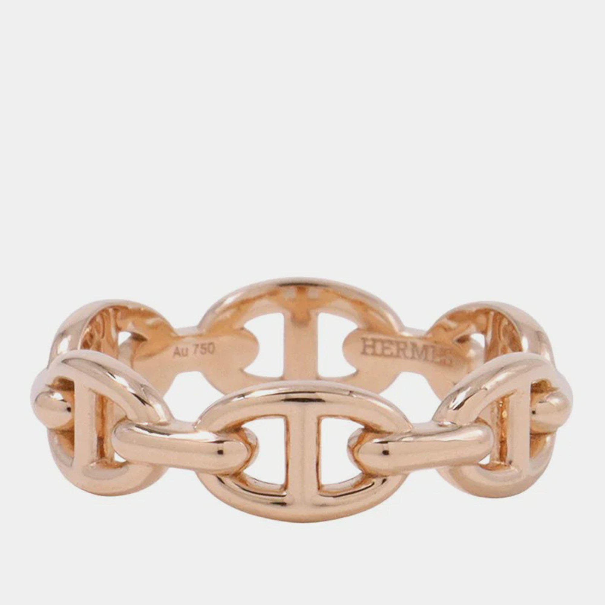 مملوكة مسبقًا Hermes Chaine D'Ancre Anchene Ring Size Pm/55/#15 18K Pink Gold