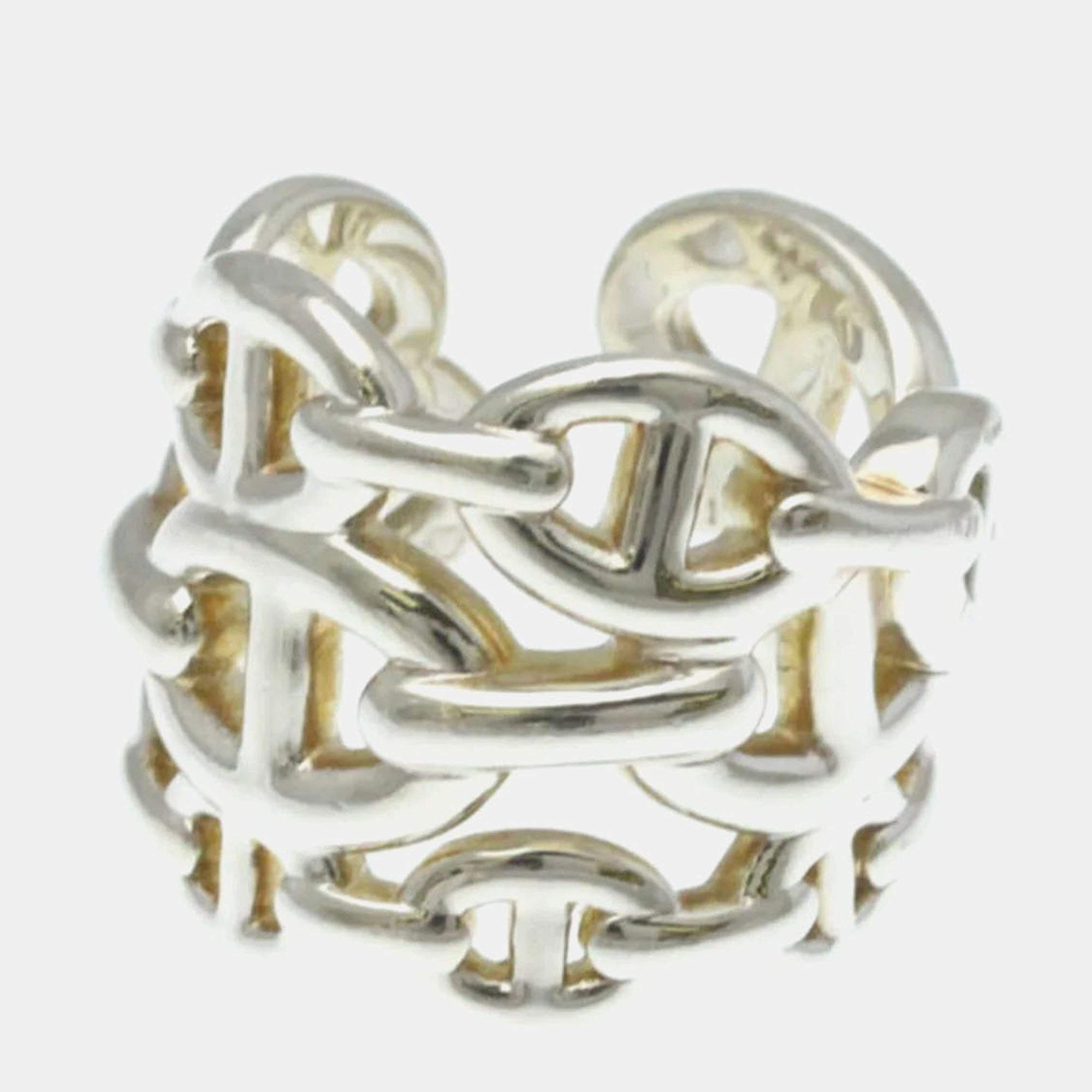 مملوكة مسبقًا خاتم هيرميس شين دانكر فضة 925 موضة بدون حجرة فضة