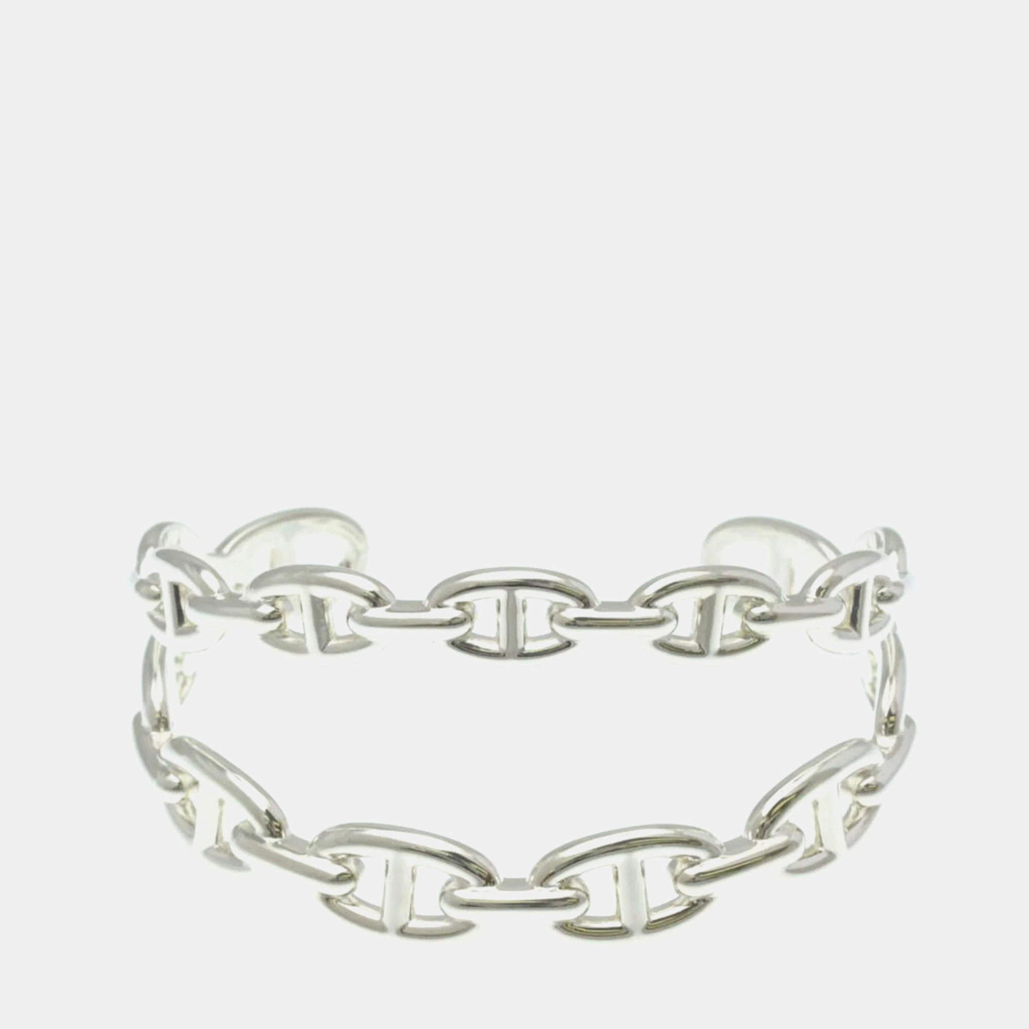 مملوكة مسبقًا Hermes Chaine D'Ancre Silver 925 No Stone Bangle Silver