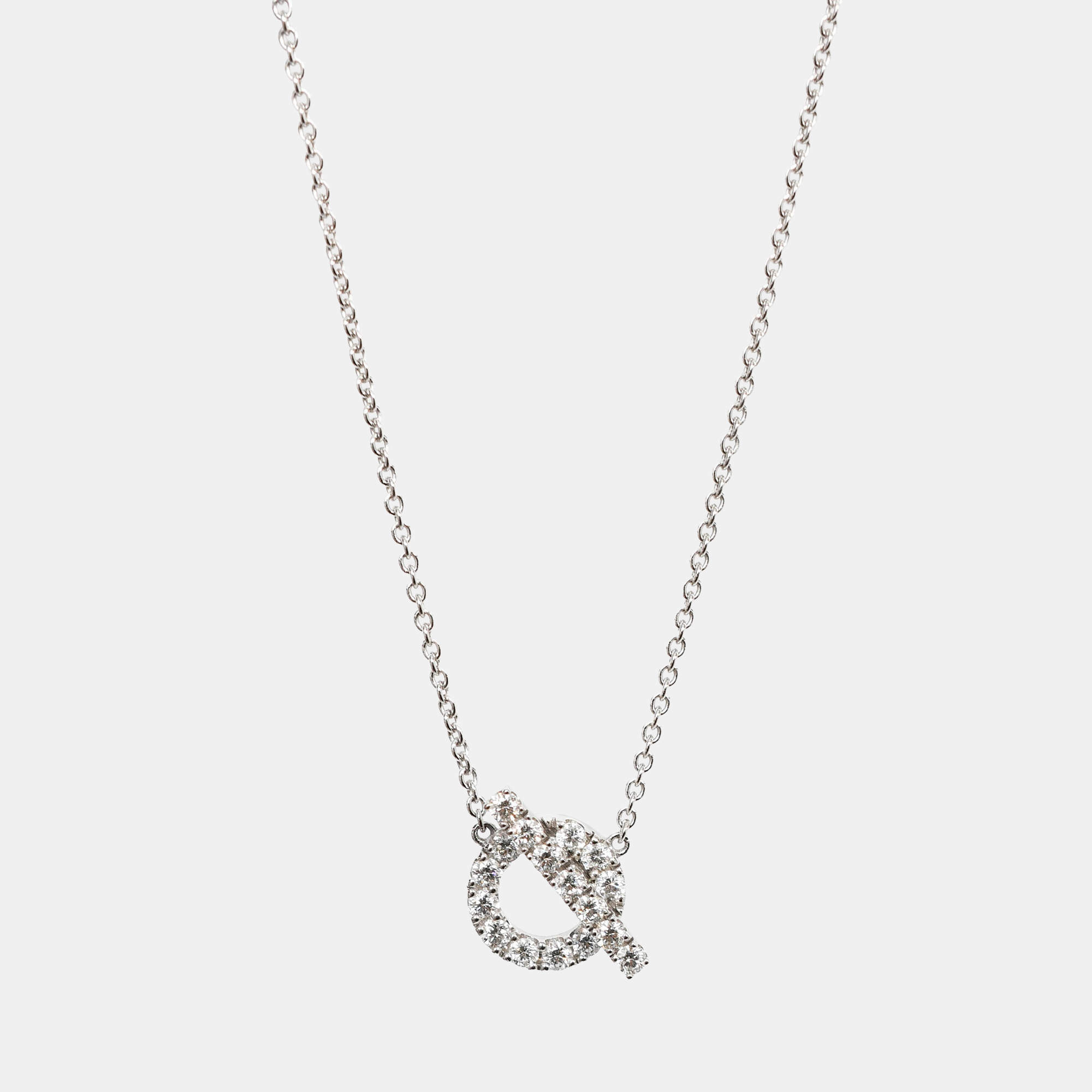 مملوكة مسبقًا Hermes 18K White Gold Diamond Set Finesse Pendant Necklace