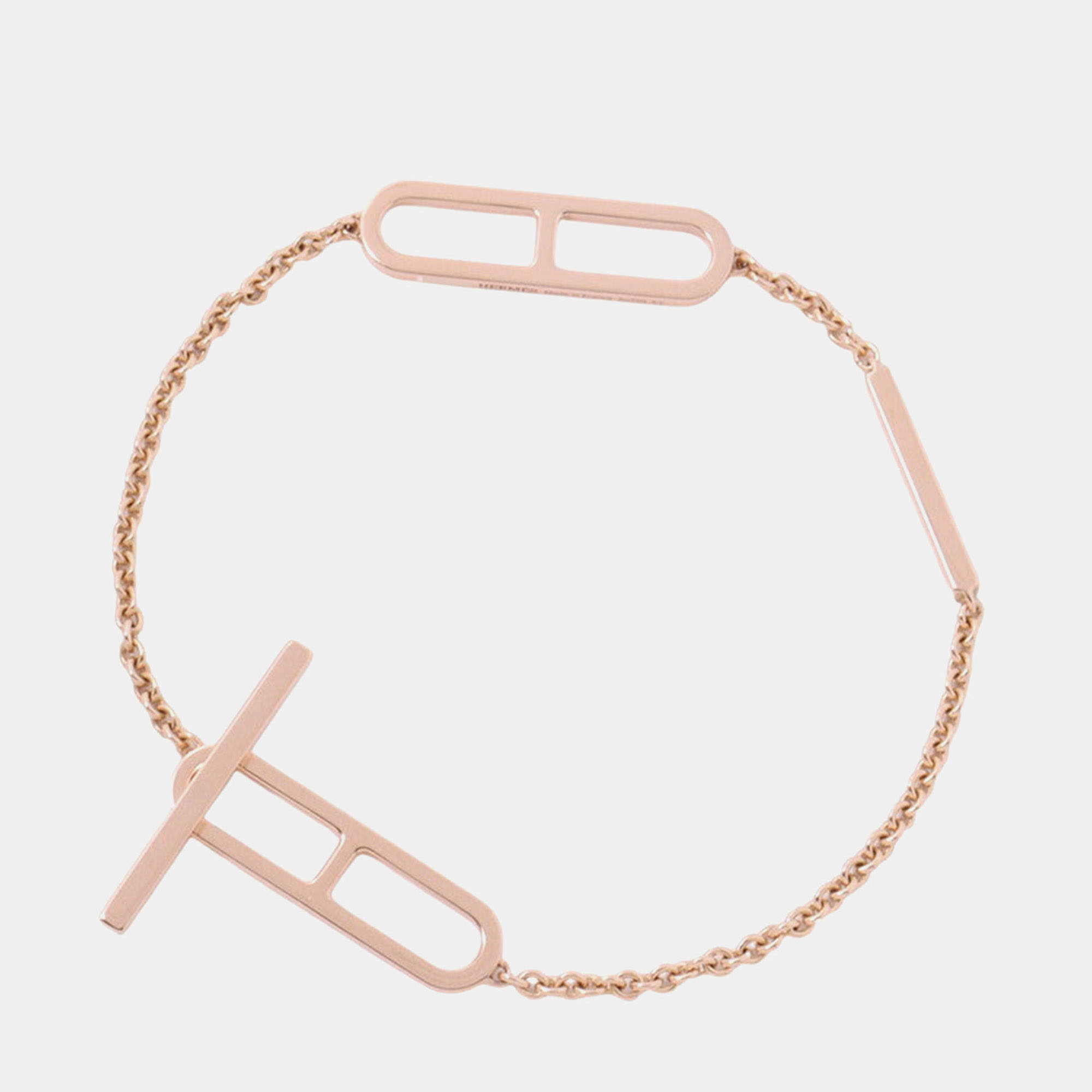 Pre Owned HERMES Ever Chaine d'Ancre Bracelet Size ST 18K Pink Gold