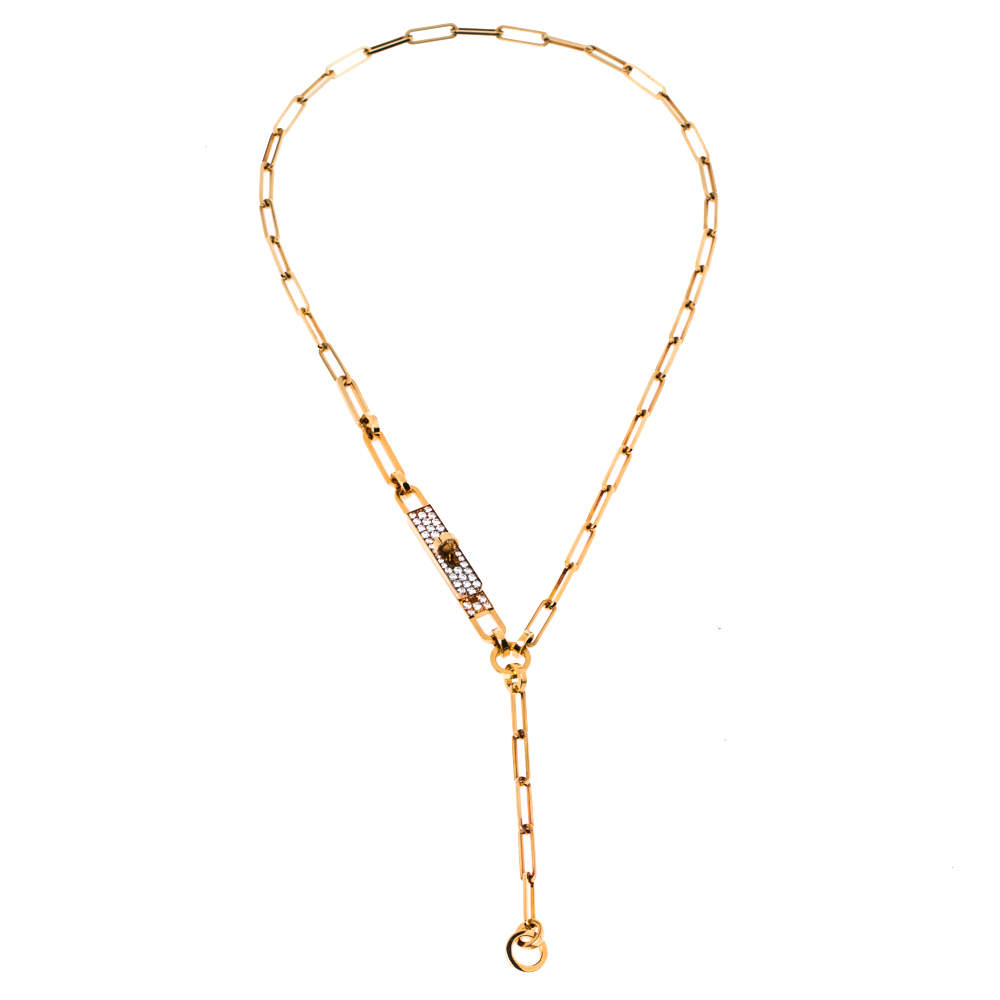 Hermes Kelly Chaine Diamond 18K Rose Gold Lariat Necklace Hermes | The ...