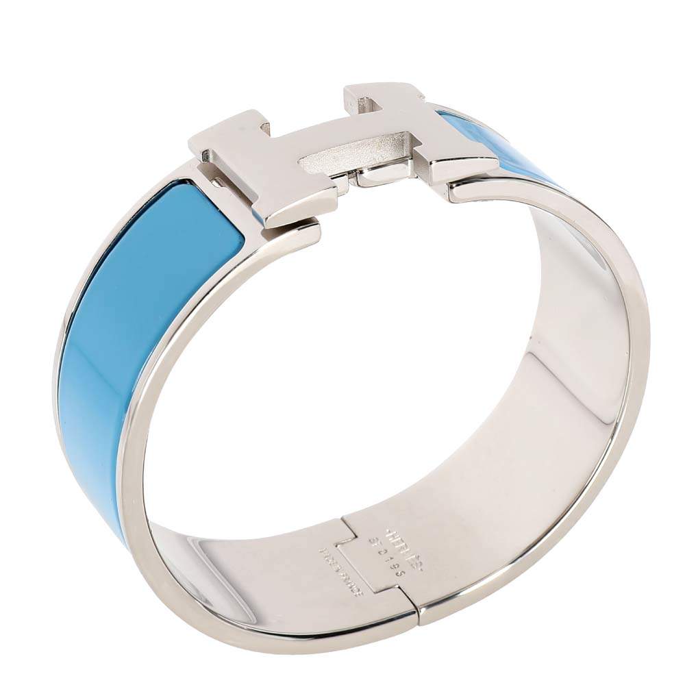 Hermes Blue Enamel Clic Clac H Bracelet