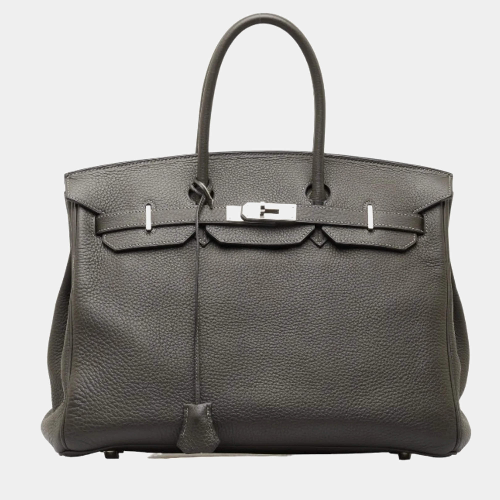 Hermes Grey Togo Leather Birkin 35 Tote Bag