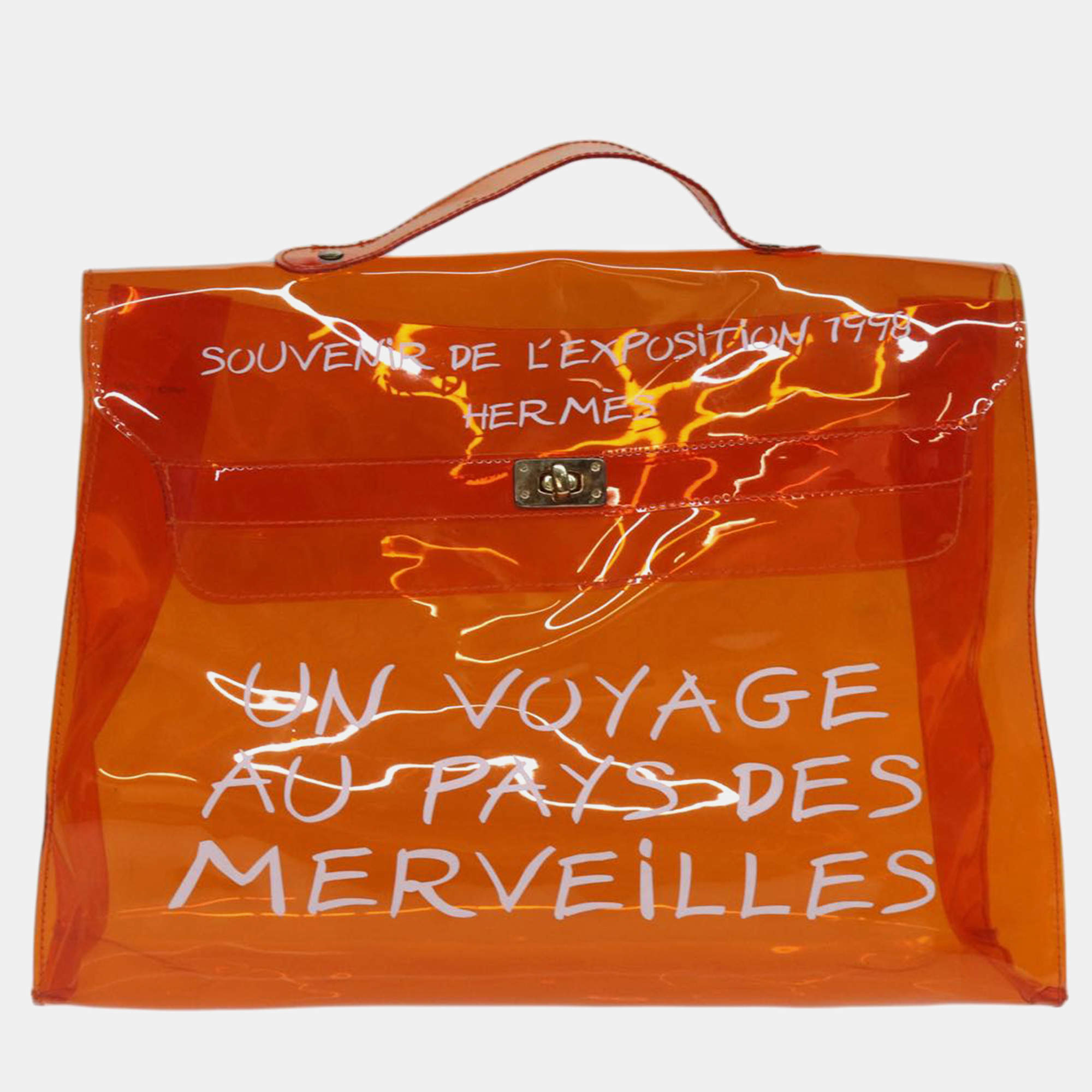 Hermes Orange Vinyl Souvenir De L'Exposition Kelly handbag