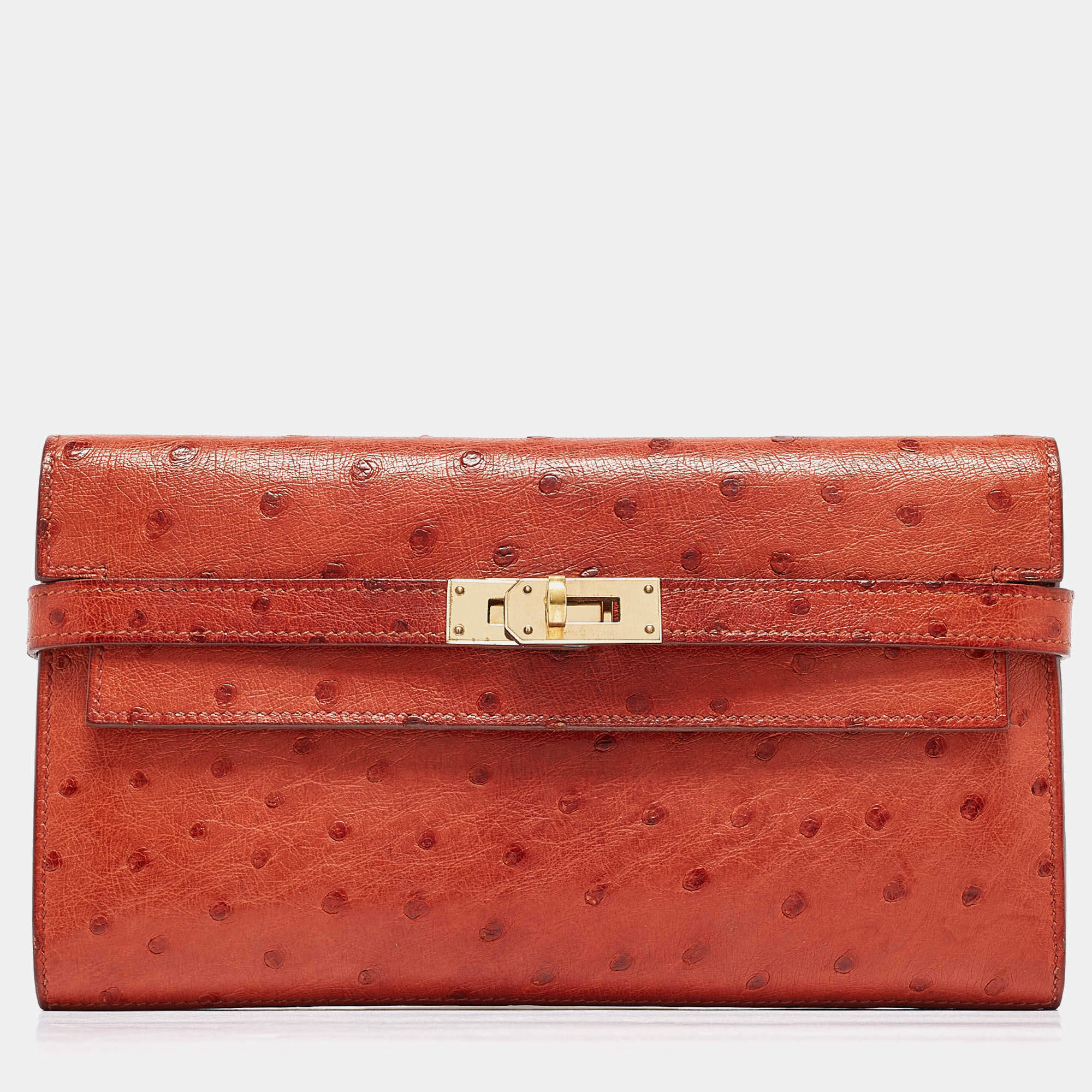 Hermes Sanguine Ostrich Kelly Longue Wallet