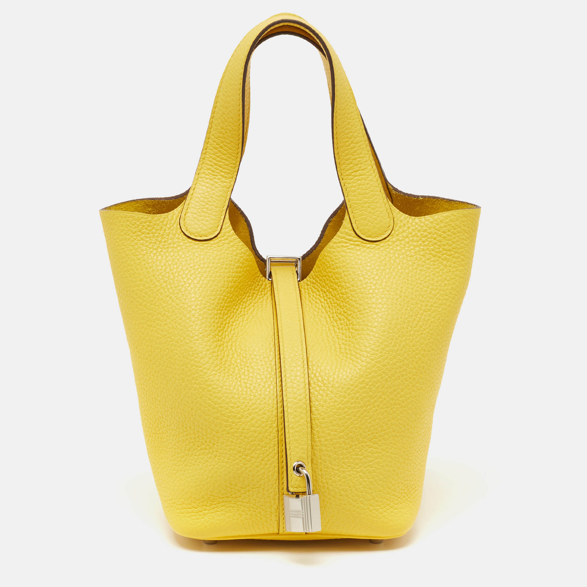 Hermes Jaune de Naples Taurillon Clemence Leather Picotin Lock 18 Bag