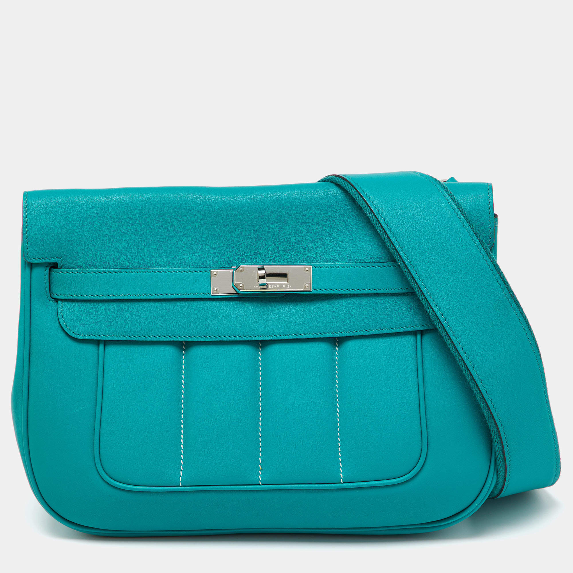 Hermes Vert Verone Swift Leather Palladium Finish Berline 28 Bag