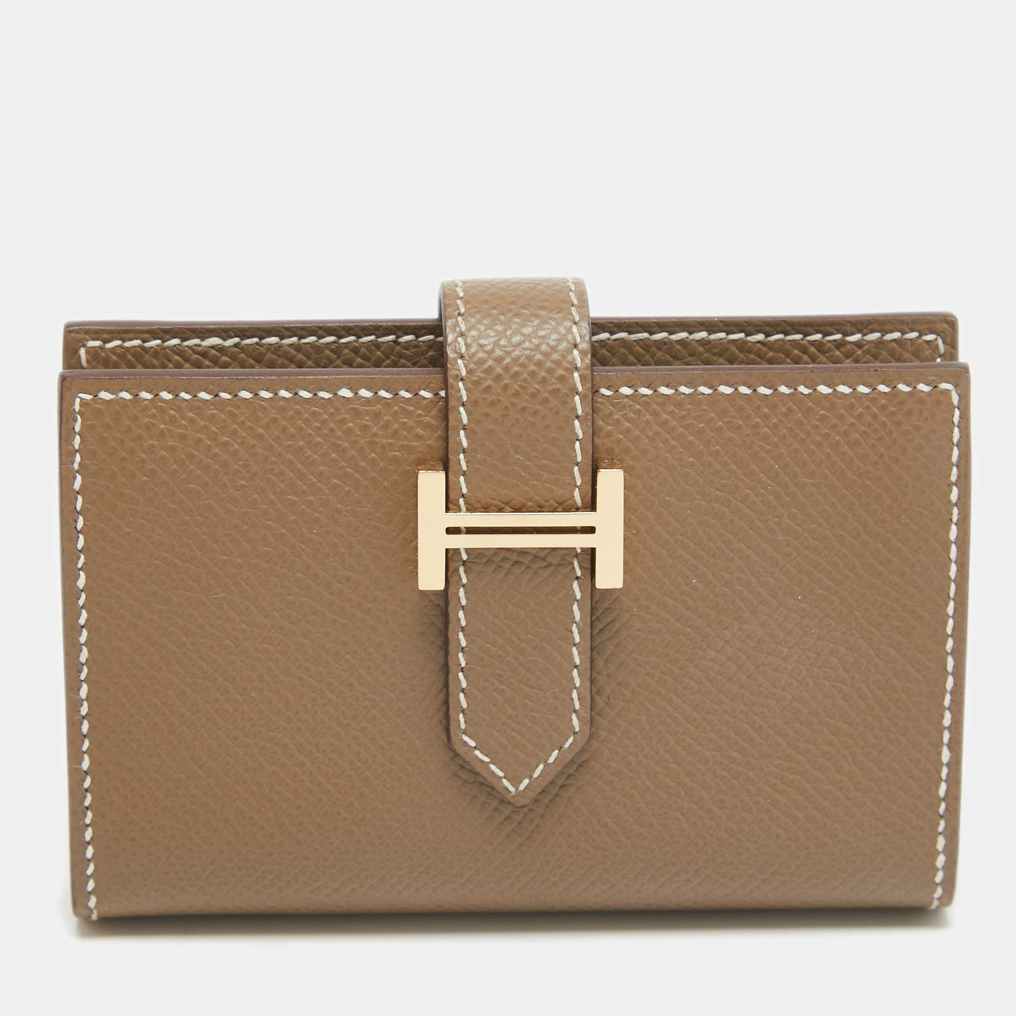 Hermes Etoupe Epsom Leather Bearn Mini Wallet