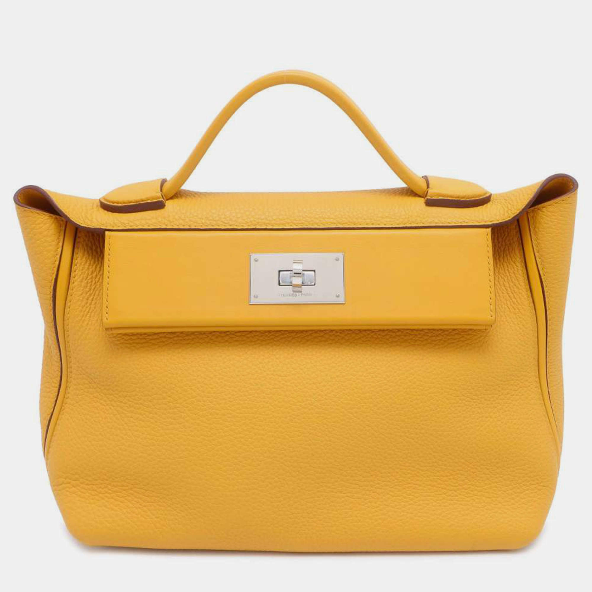 Hermes Van Quatre Jaune Ambre Taurillon Clemence Swift Leather 29 Top Handle Bag