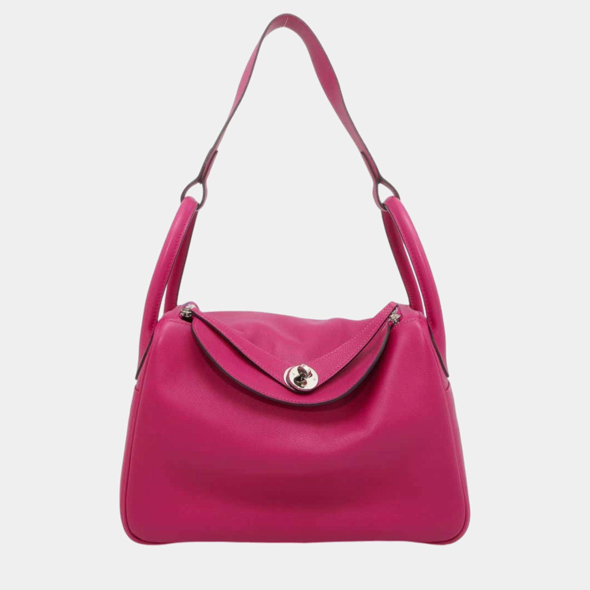 Pre Owned Hermes Rose Purple Evercolor 30 Lindy Shoulder Bags