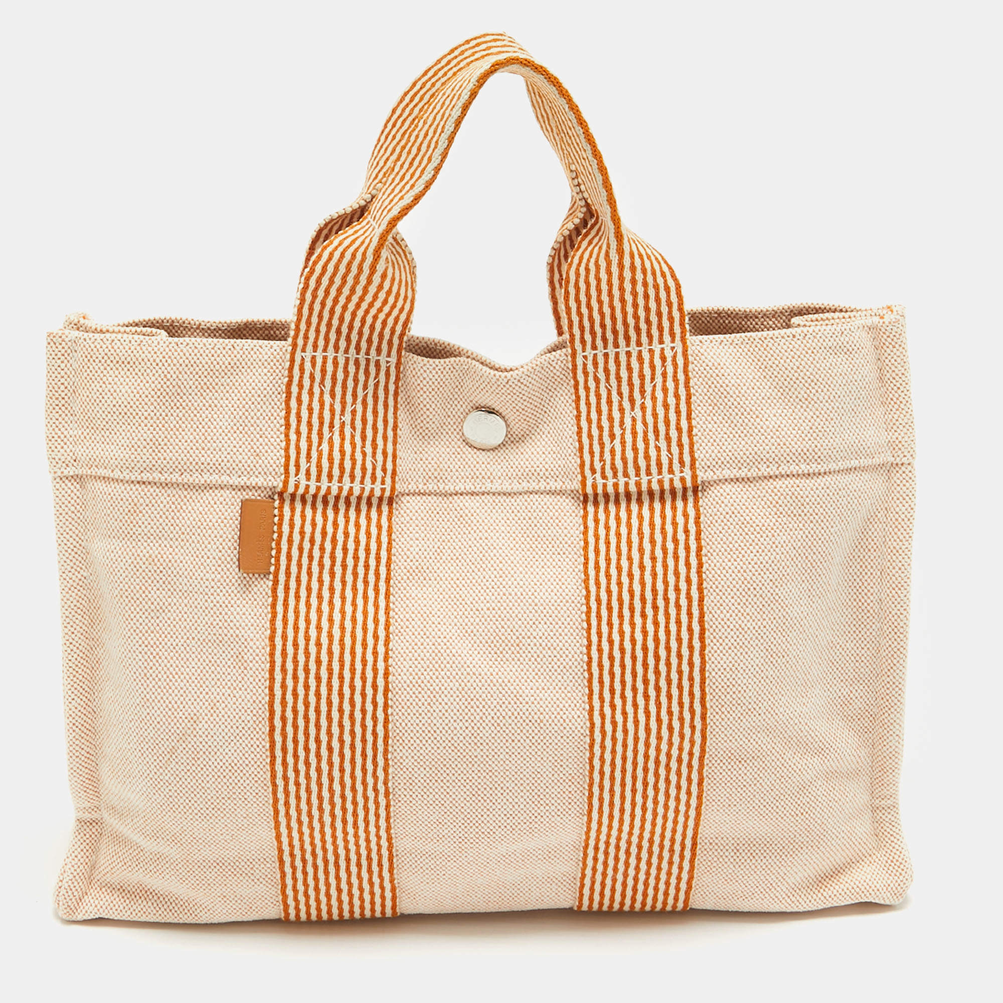 Hermes Peach Canvas Fourre Tout PM Bag