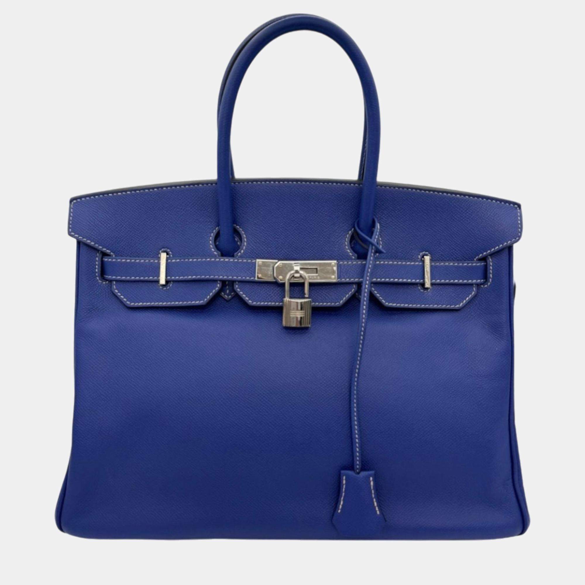 Hermes Electric Blue Izmir Epsom Birkin 35 Handbag