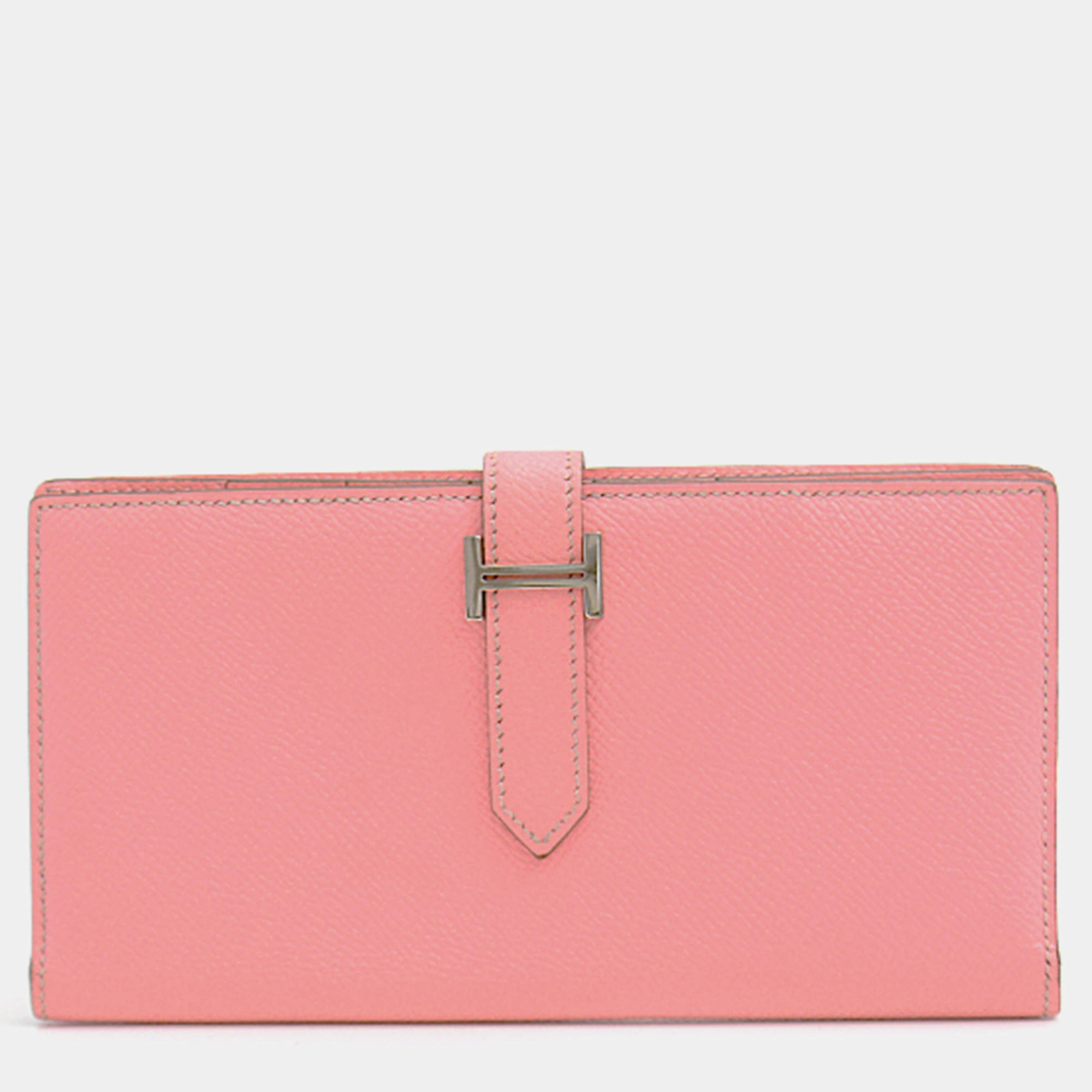 Hermes Rose Confetti Epsom Leather Bearn Wallet