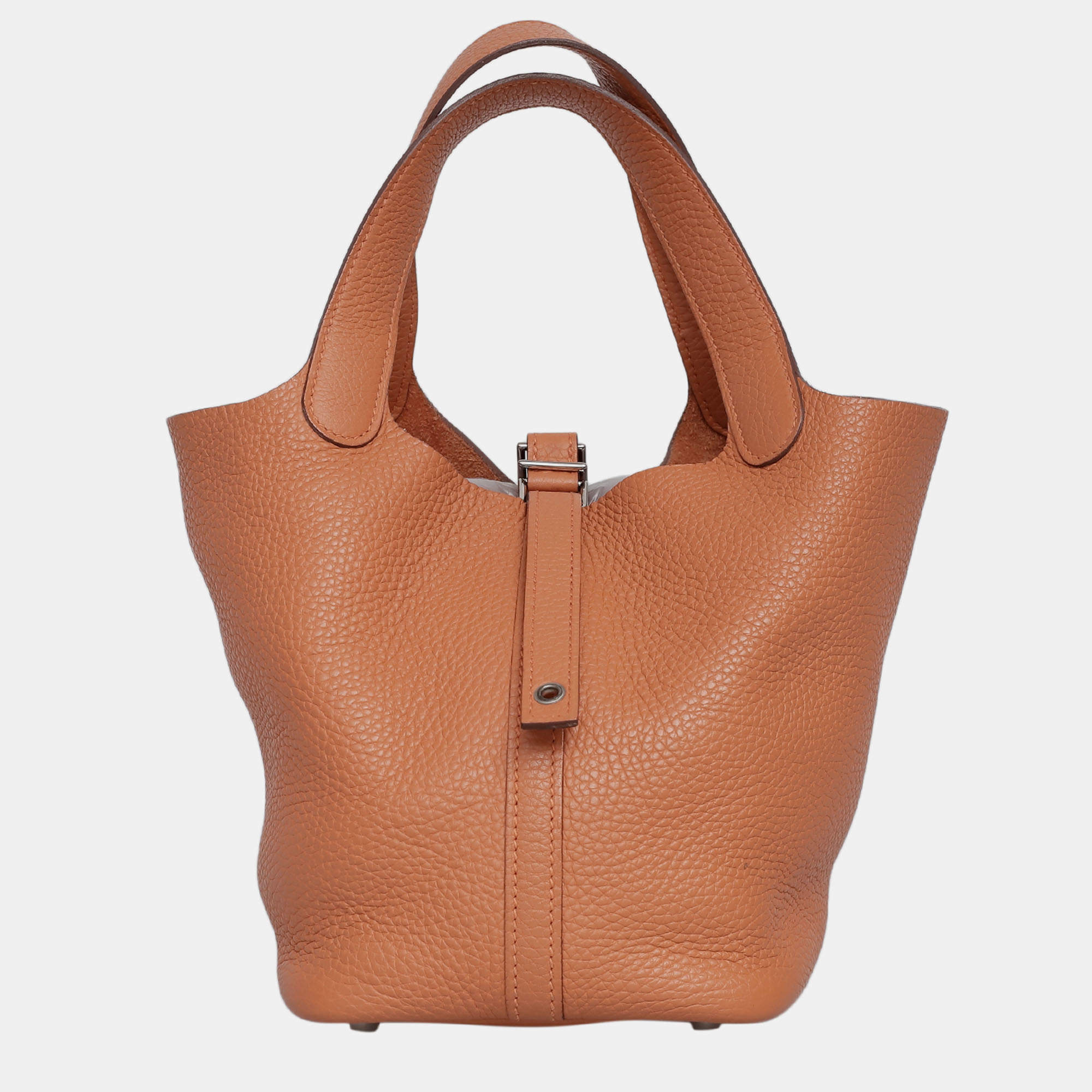 Hermes Orange Clemence Leather Picotin 18 Bag