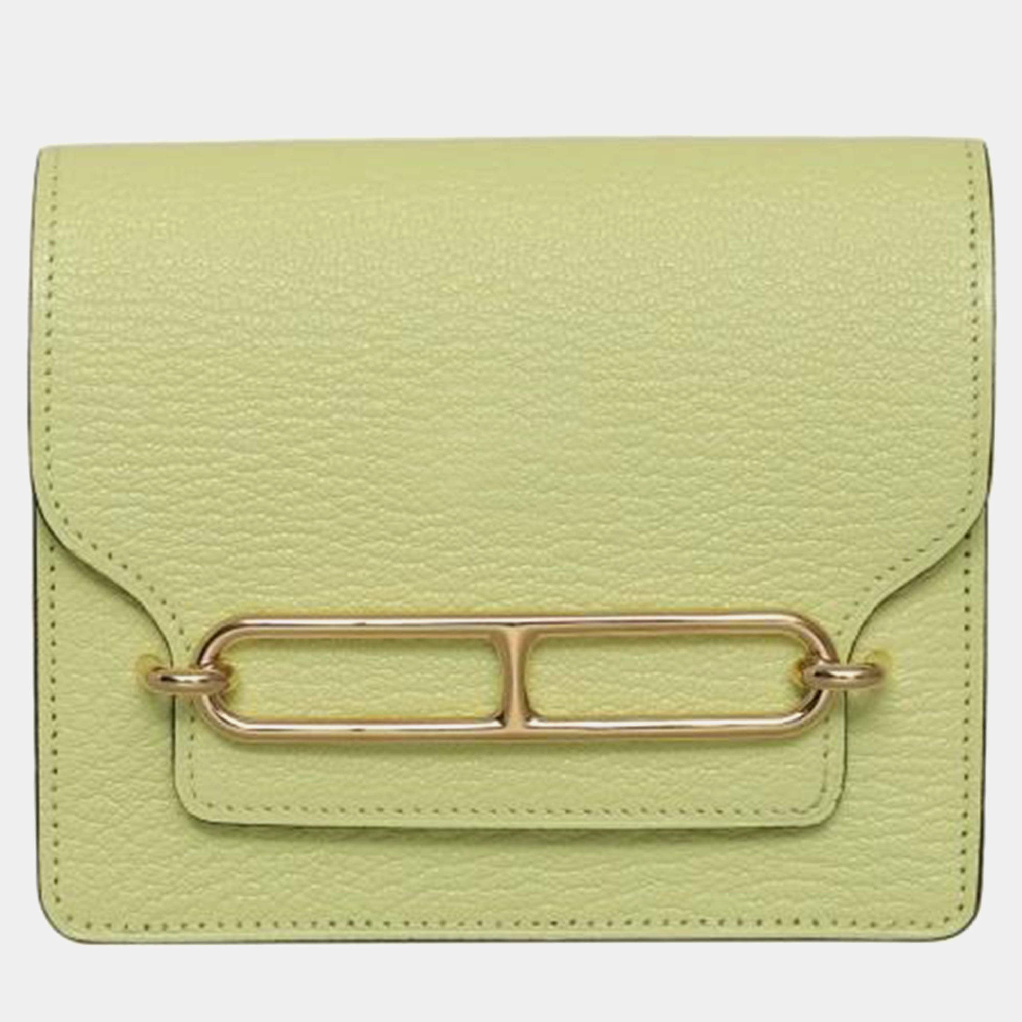 Hermes Jaune Bourgeon Chevre Roulis Slim Wallet