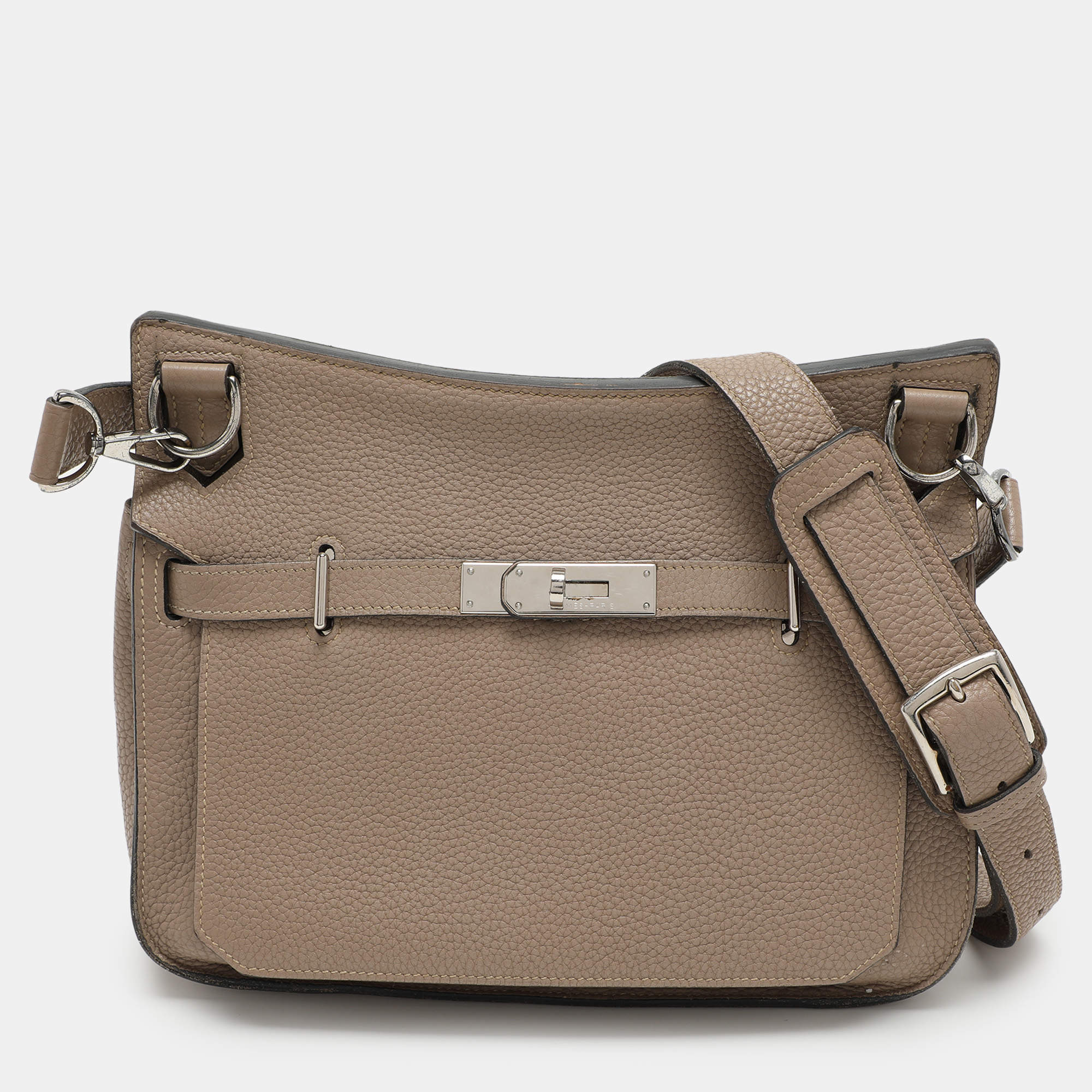 Pre Owned Hermes Grey Clemence Leather Jypsiere 28 Bag
