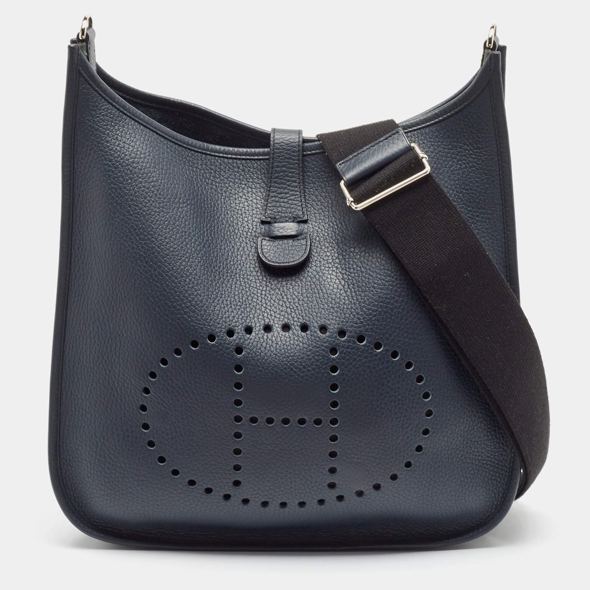 Pre Owned Hermès Bleu Obscur Taurillon Clemence Leather Evelyne III GM Bag