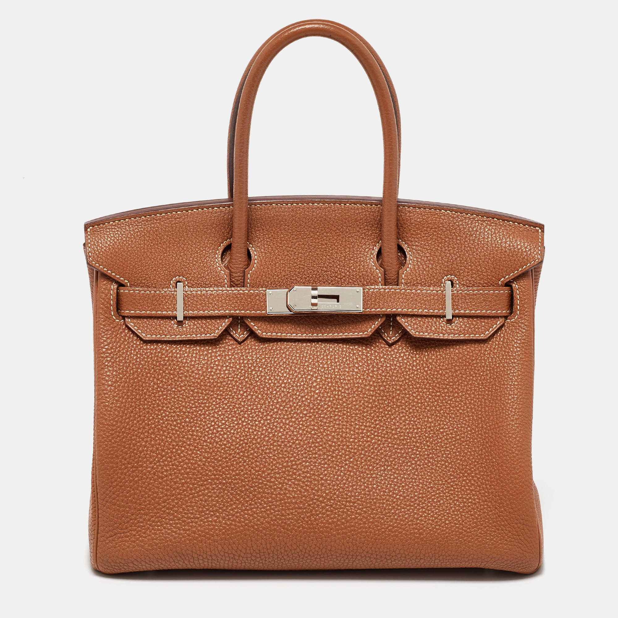 Hermes Gold Togo Leather Palladium Finish Birkin 30 Bag