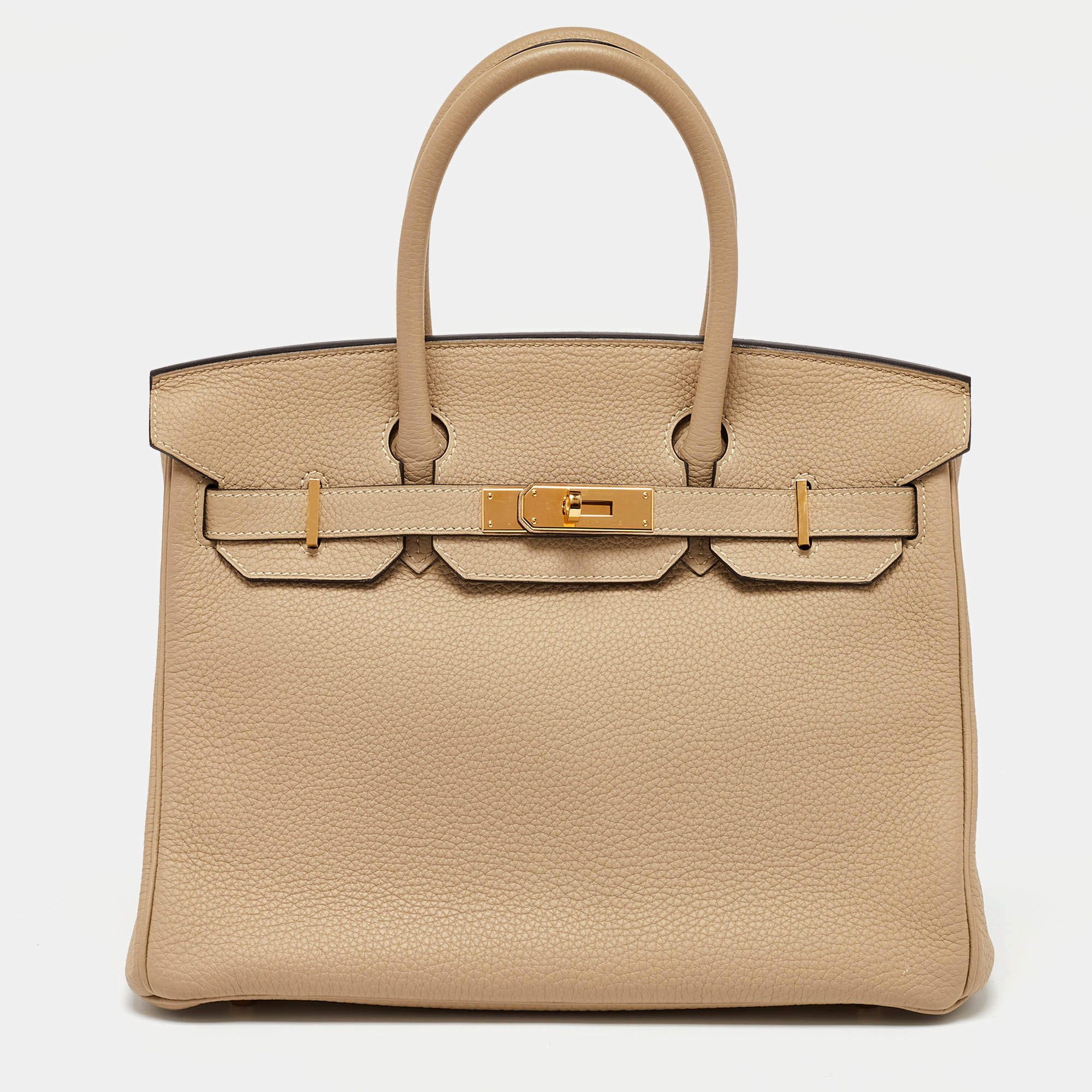 Hermes Trench Togo Leather Gold Finish Birkin 30 Bag