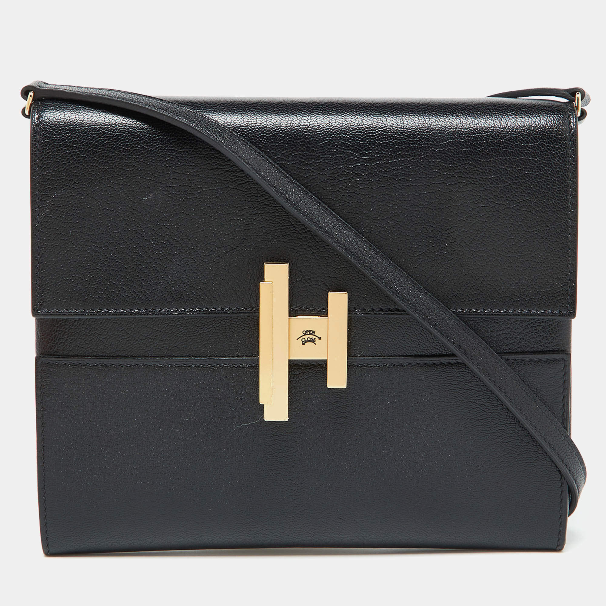 Pre Owned Hermès Black Chevre De Coromandel Leather Cinhetic To Go Bag