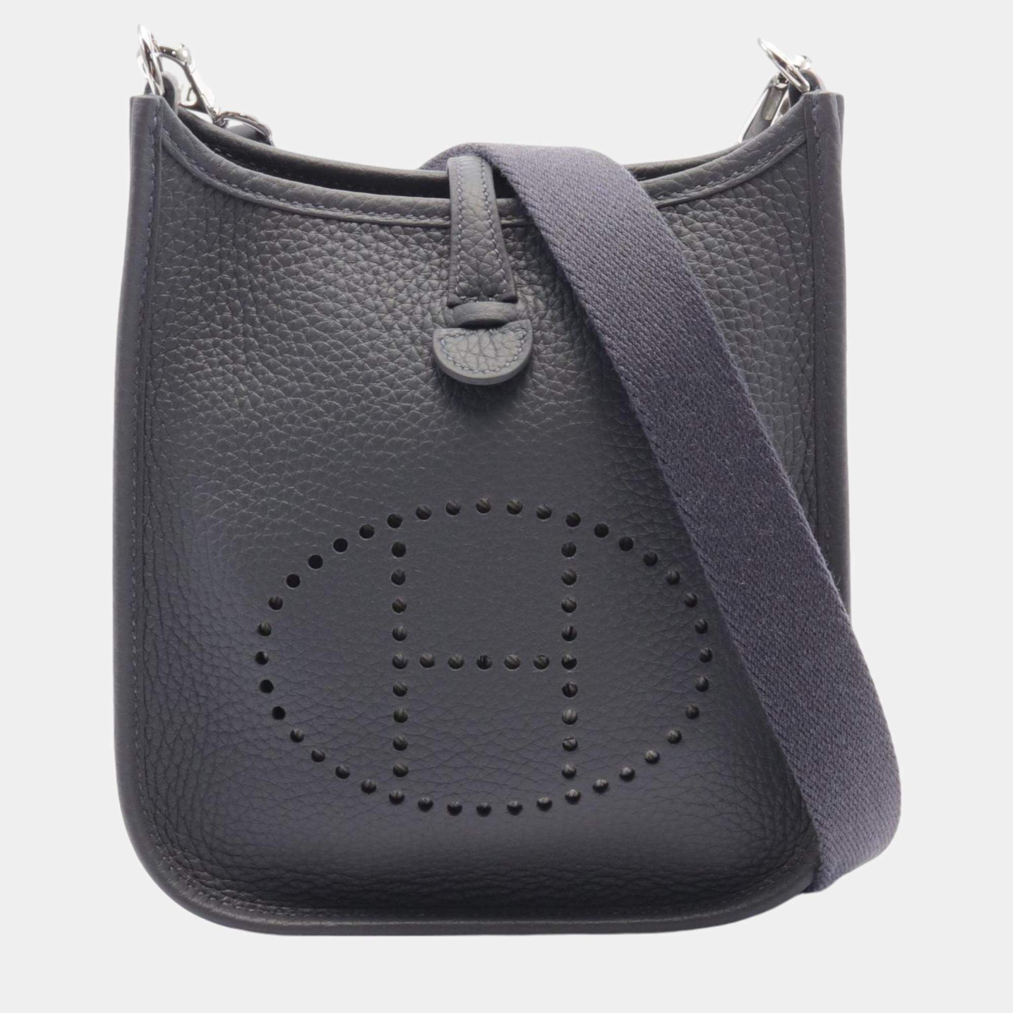 Hermes Evelyne TPM Gris Misty Shoulder Bag Grey Leather